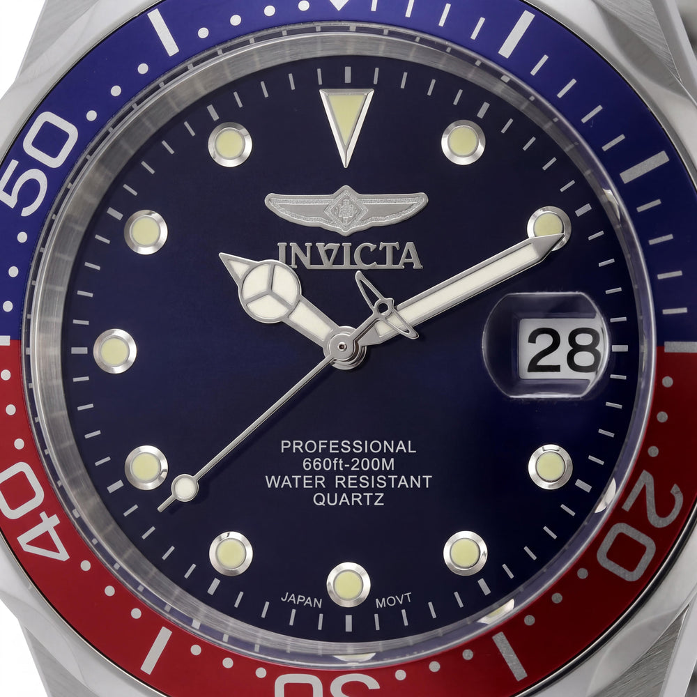 Invicta Pro Diver 45785 Men's 38mm Stainless Steel Blue Dial Quartz Bracelet Watch, 200m Water Resistant