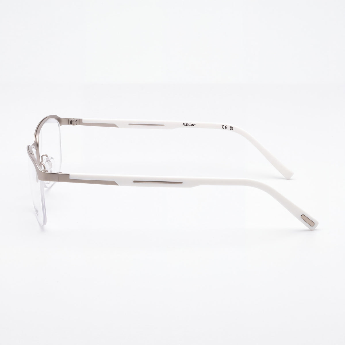 Flexon Classic Women's Eyewear with Satin Silver Acetate Frame and Polycarbonate Lenses, 57mm Lens Width, Photo 3