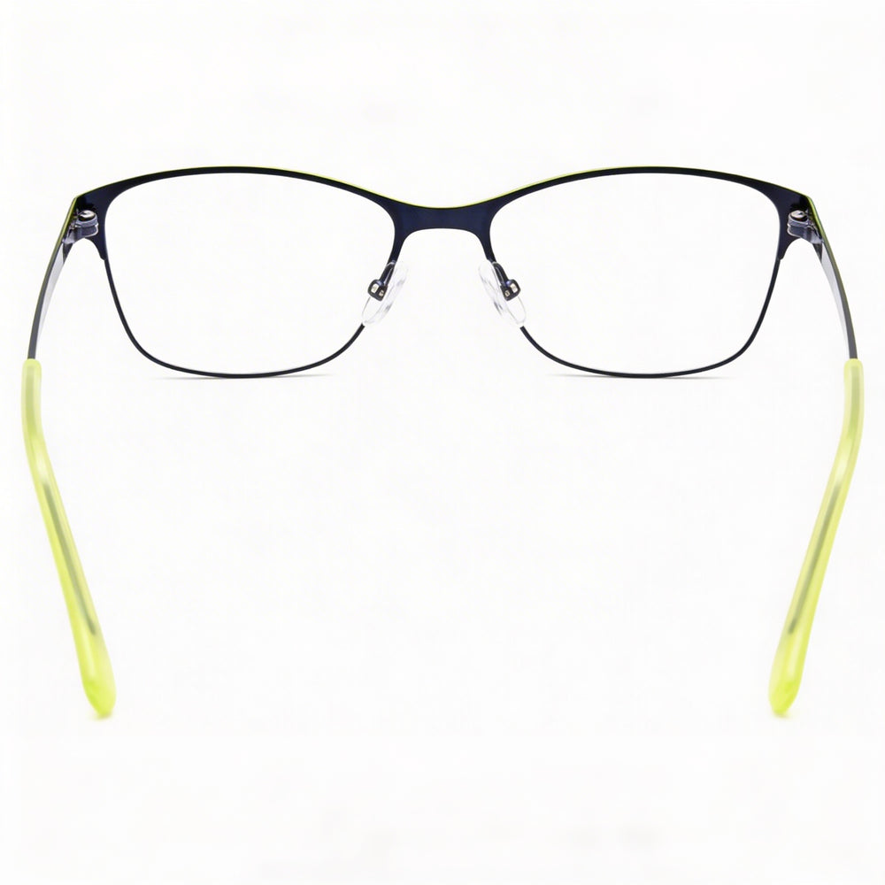 Adensco 205 Unisex Full Rim Rectangular Metal Frame Navy Eyeglasses with Clear Lenses 51mm