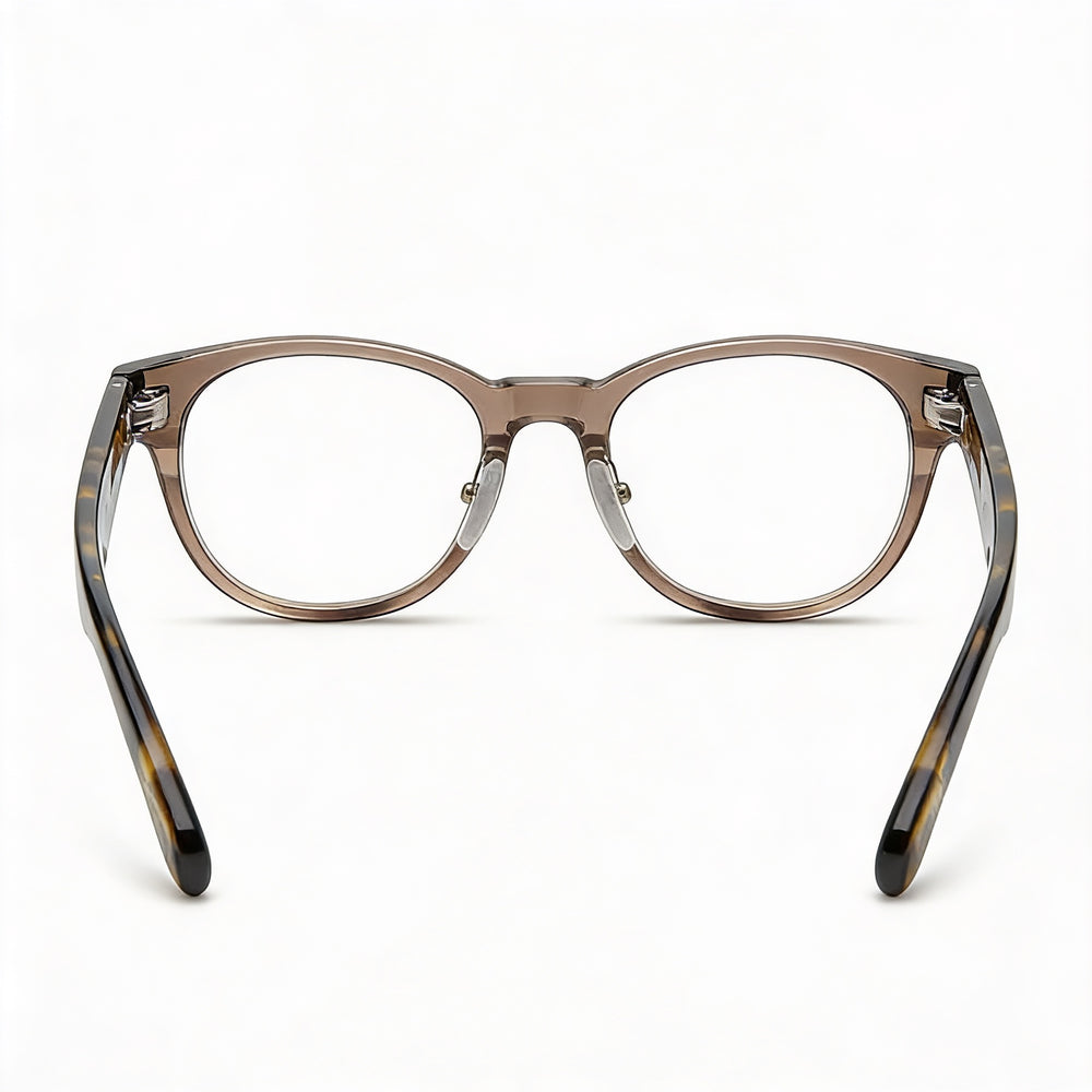 Rag & Bone Modern Men's Transparent Beige Acetate Full Rim Oval Frame Eyeglasses, 48-22-145mm