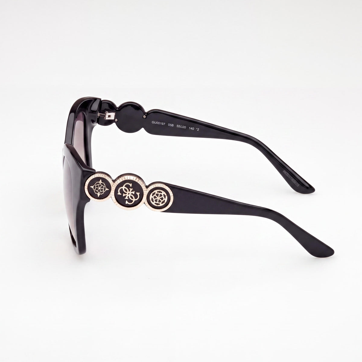 GUESS Unisex Butterfly Plastic Sunglasses Shiny Black UV 400 Non-Polarized 55mm, Photo 3
