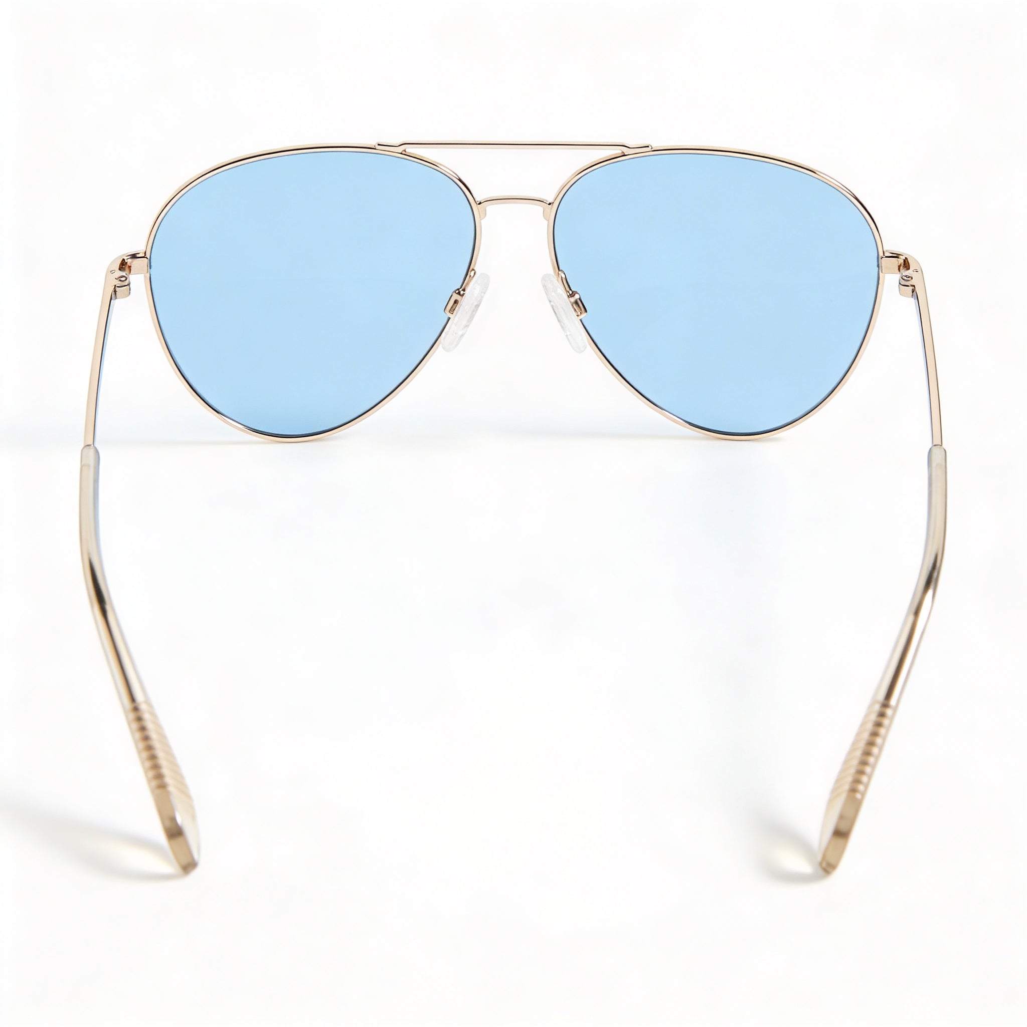 rag & bone Classic Aviator Women's Gold Beige Metal Frame Blue Lens Non-Polarized Sunglasses 54mm, Photo 4