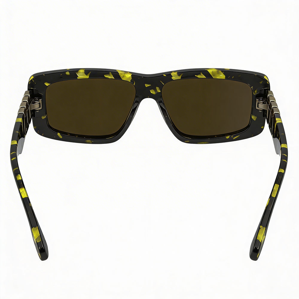 Victoria Beckham Vb669s Unisex Black Yellow Havana Plastic Frame Polycarbonate Lens Modified Rectangular Sunglasses 55mm
