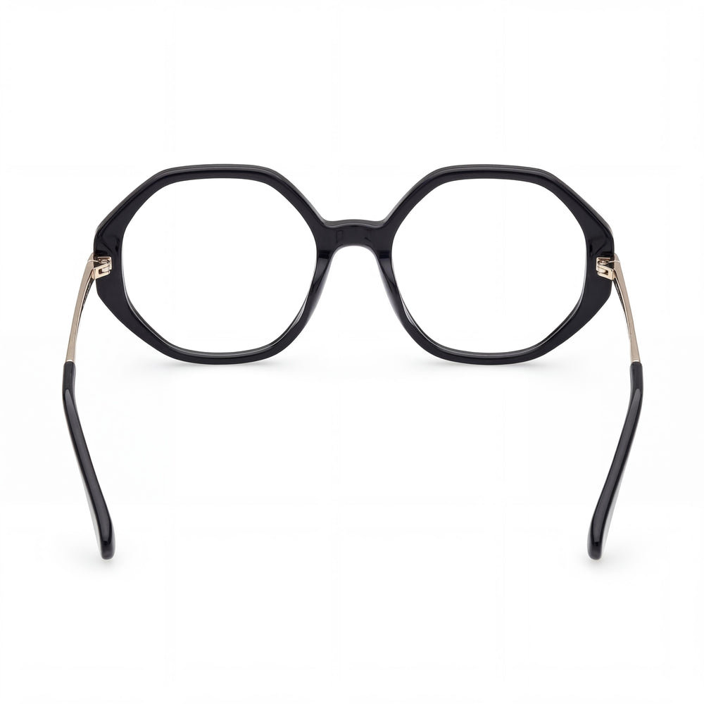MaxMara Modern Women's Non- Pantographed Plastic Eyeglasses in Black, Pale Gold (54-18-145)