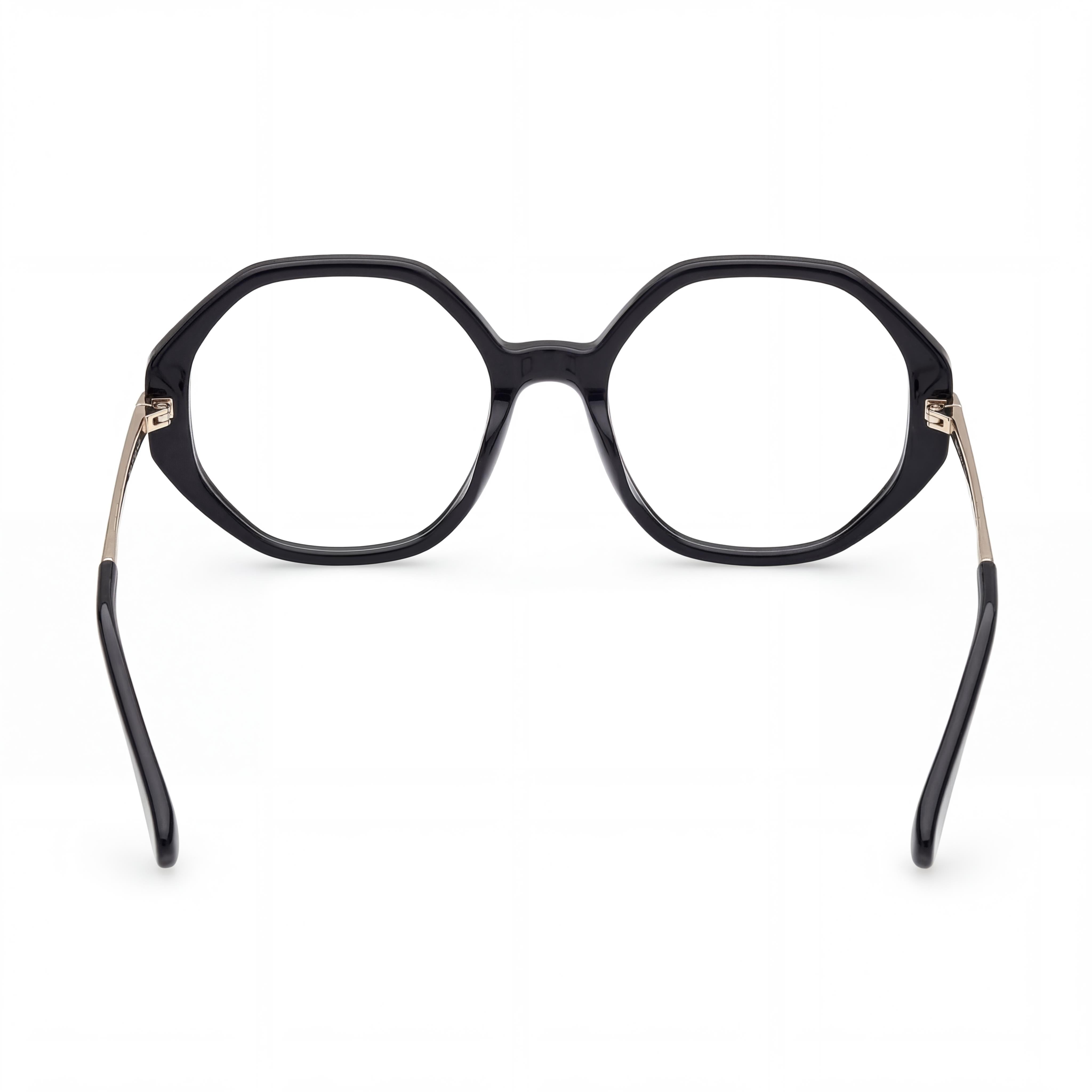 MaxMara Modern Women's Non- Pantographed Plastic Eyeglasses in Black, Pale Gold (54-18-145), Photo 3