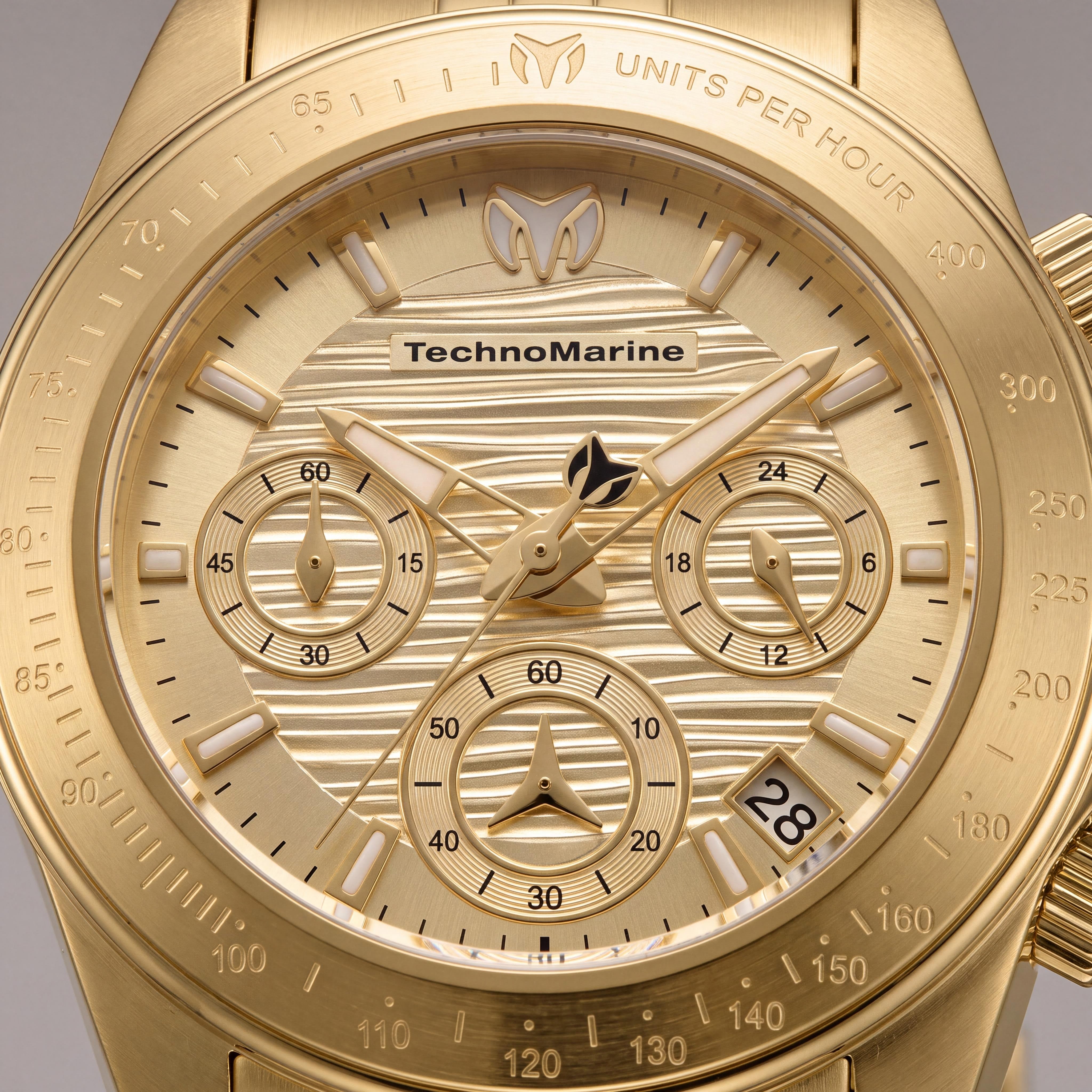 Technomarine Manta TM-219029 Reloj cronógrafo de cuarzo de acero inoxidable dorado para mujer 20 ATM 38mm, Photo 2