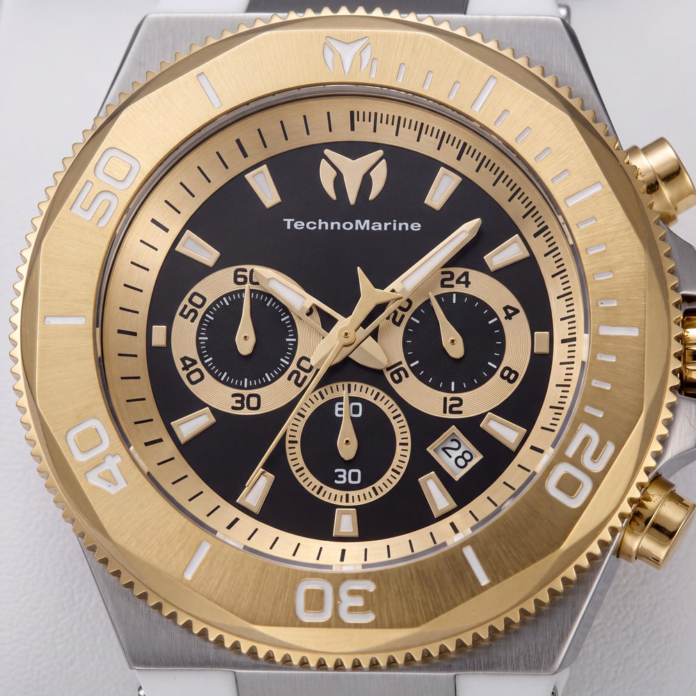 Technomarine Manta - Reloj cronógrafo para hombre Ocean TM-224019, acero inoxidable plateado, esfera negra, 49 mm