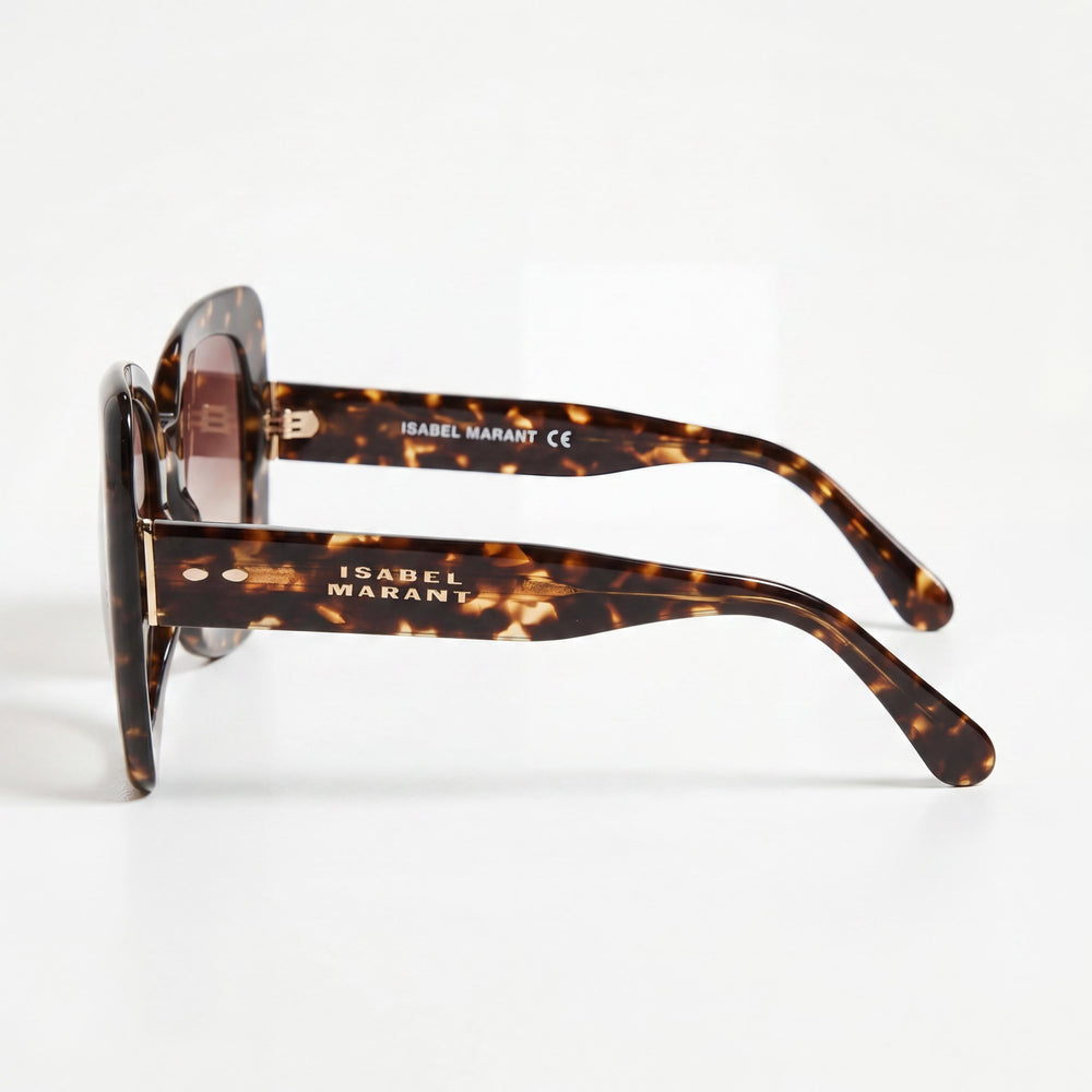 Gafas de sol cuadradas oversize de acetato de moda para mujer Isabel Marant con protección UV, marrón habana, 52 mm