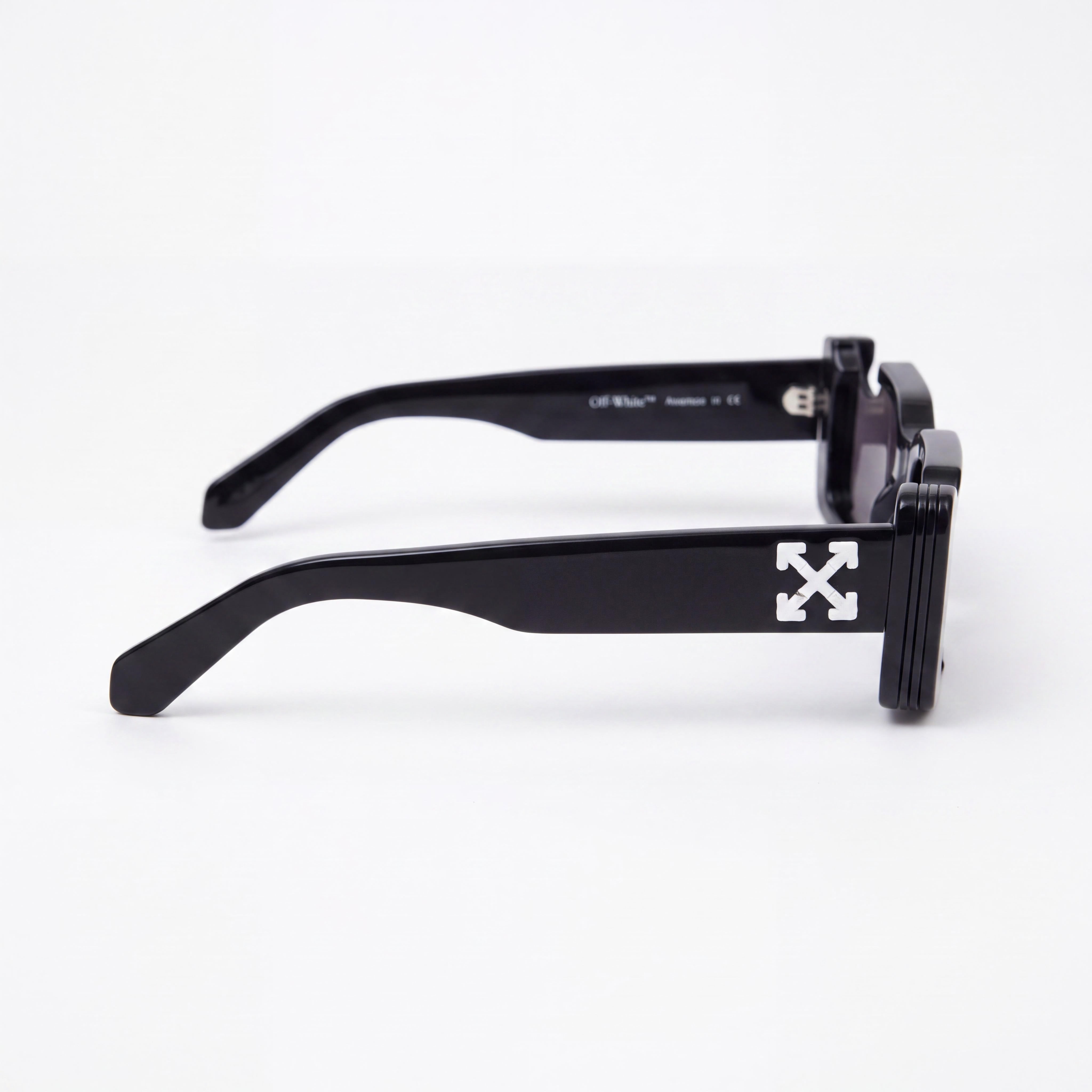 OFF-WHITE OERI006 1007 Modern Unisex Black Acetate Frame Grey Lens Sunglasses 50-20-150, Photo 3