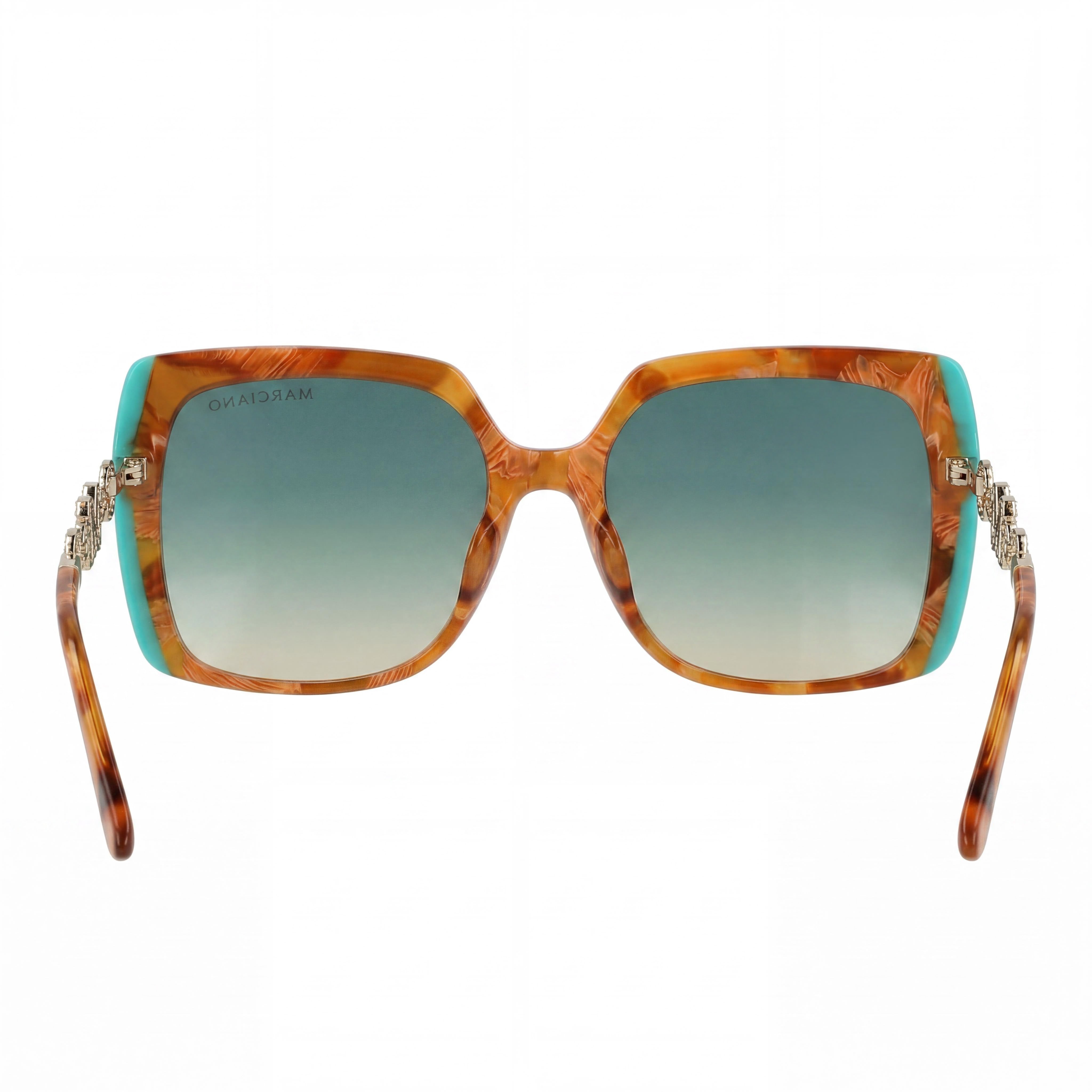 GUESS GM00005 5756P por Marciano Gafas de sol polarizadas clásicas modernas para hombre, montura verde degradado Habana, lentes ahumadas degradadas, Photo 4