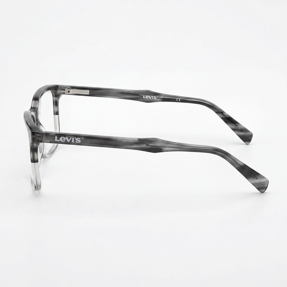 Levi's LV 5019 Men's Rectangle Polymethyl Methacrylate Eyeglasses Transparent White Grey Horn 54-19-145