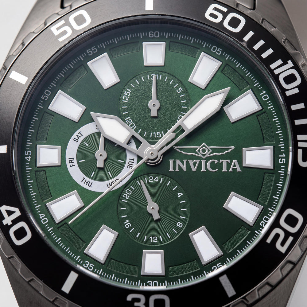 Invicta Pro Diver IN-29930-AMZUK Reloj de hombre de acero inoxidable con cronógrafo de cuarzo, resistente al agua, esfera verde, 46 mm