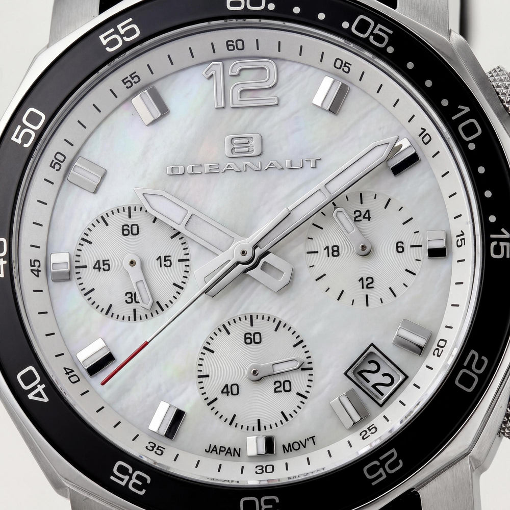 Oceanaut Quartz Movement Women's Off White Stainless Steel Rubber Strap Mother of Pearl Dial Water Resistant Watch