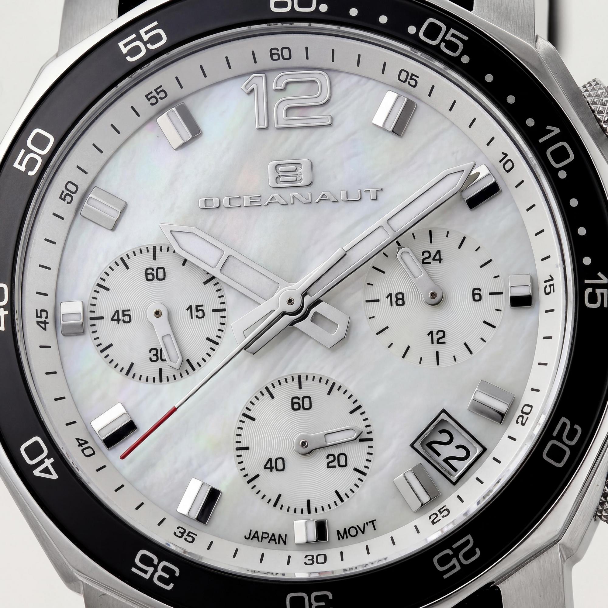 Reloj Oceanaut para mujer, con movimiento de cuarzo, acero inoxidable blanco roto, correa de caucho, esfera de nácar y resistente al agua., Photo 2