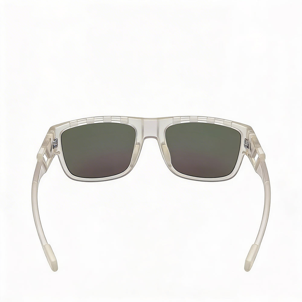 adidas Men's 100% UV Protective Plastic Sunglasses, Crystal Frame, Green Mirror Lens, 60mm