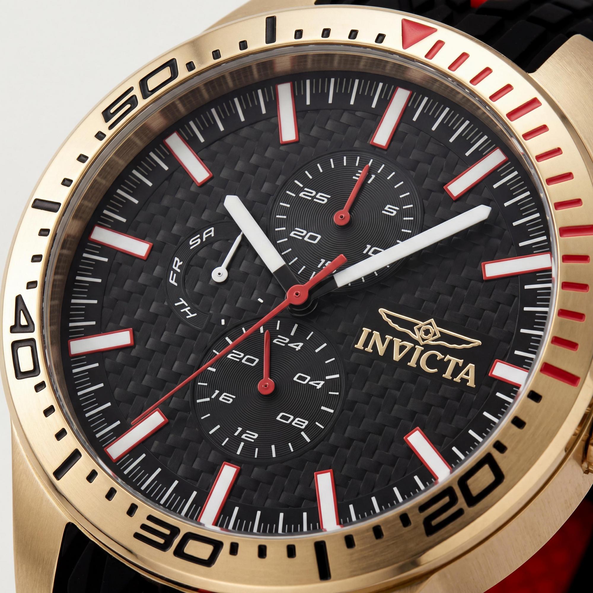 Invicta Racing 48872 Men's Chronograph Watch, 46mm Stainless Steel, Black Dial, Silicone Strap, Photo 2