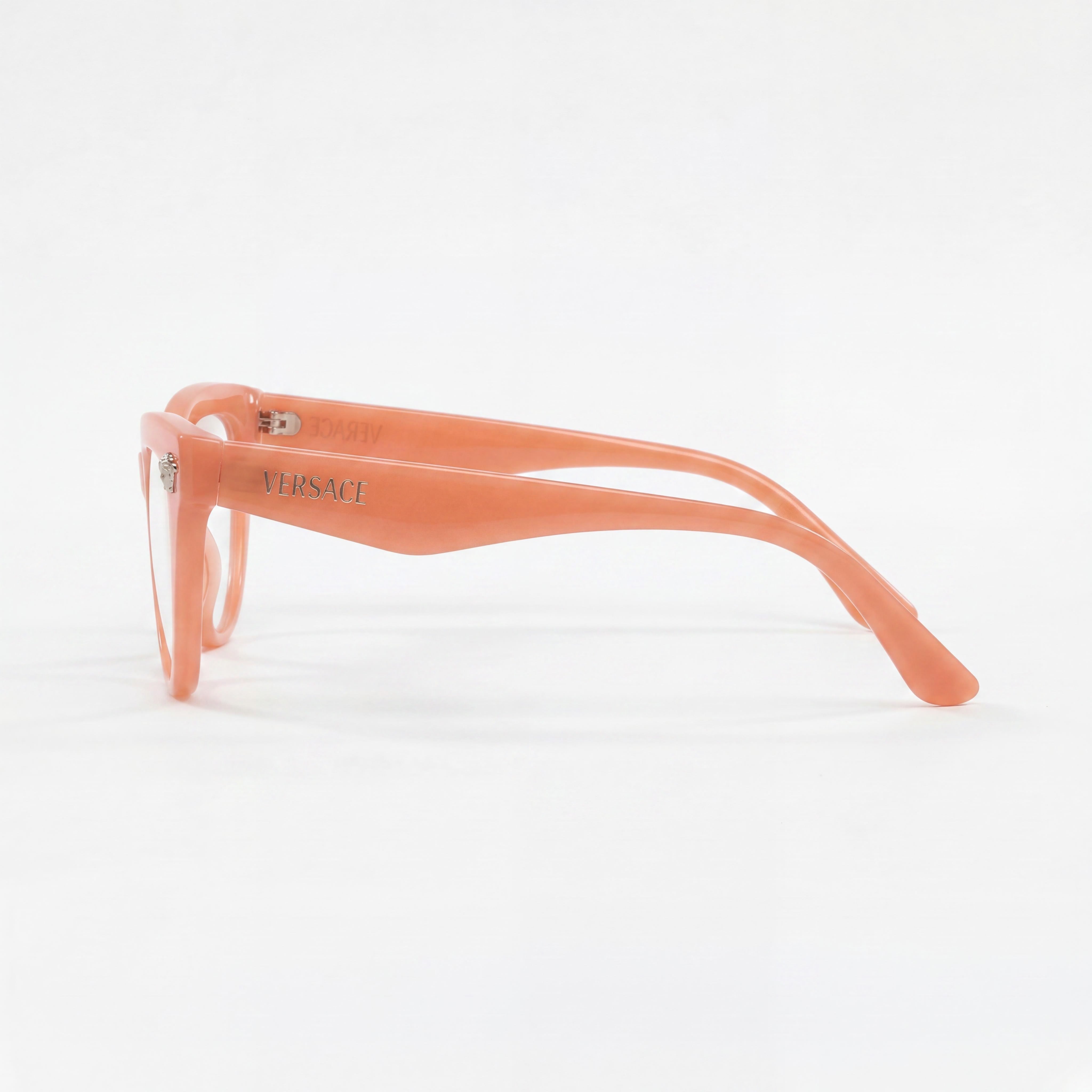 Versace Ve 3364 U Women's Injected Pink Opal Frame Clear Polycarbonate Lens Eyeglasses 52-17-145, Photo 2