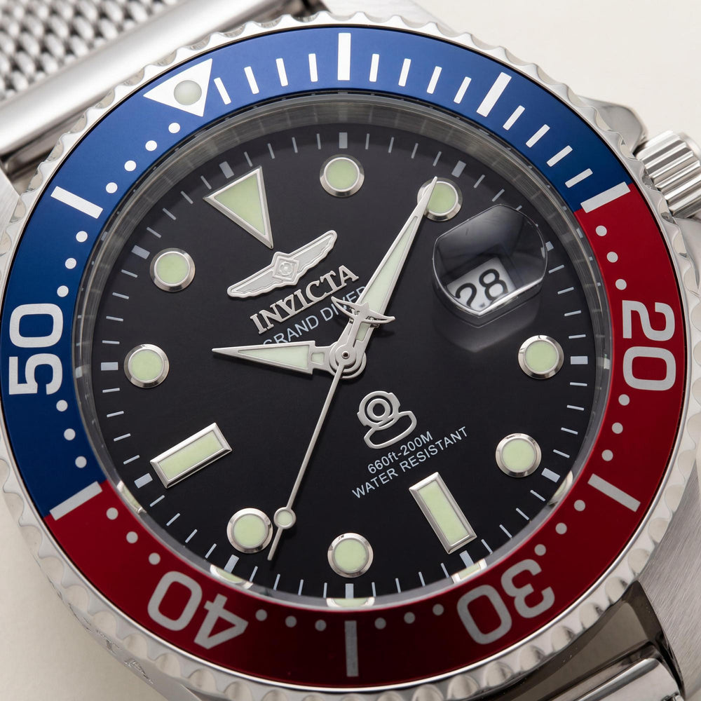Invicta Pro Diver 48215 Unisex Silver Stainless Steel Case Black Dial Quartz 20 Bar Water Resistant 42mm Watch
