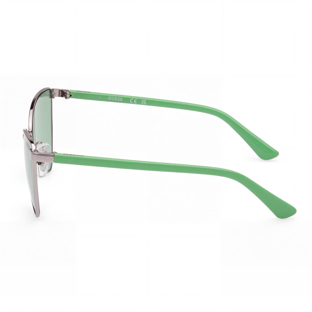 GAFAS DE SOL GUESS FEMENINAS CON PROTECCIÓN UV, Montura Metálica, Gunmetal, Degradado Verde, No Polarizadas, 55mm