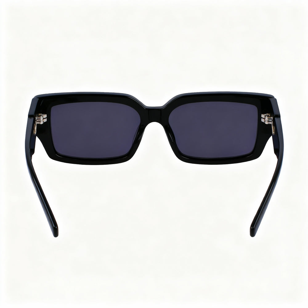 Lacoste L6021s Women's Rectangular Metallic Grey Plastic Sunglasses, Black UV Non-Polarized Lenses, 55mm