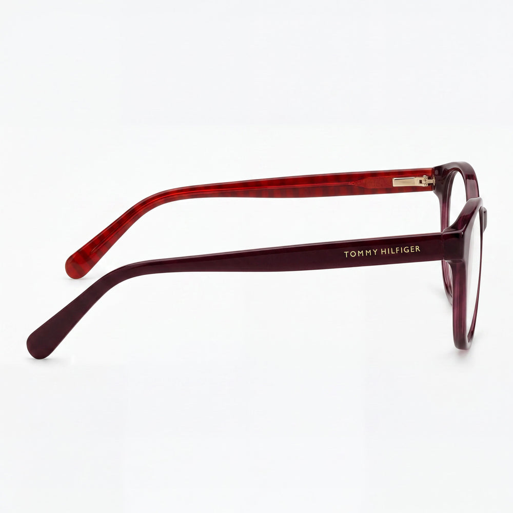 Montura de gafas Tommy Hilfiger Modern para mujer en rojo burdeos, talla 50-17-140