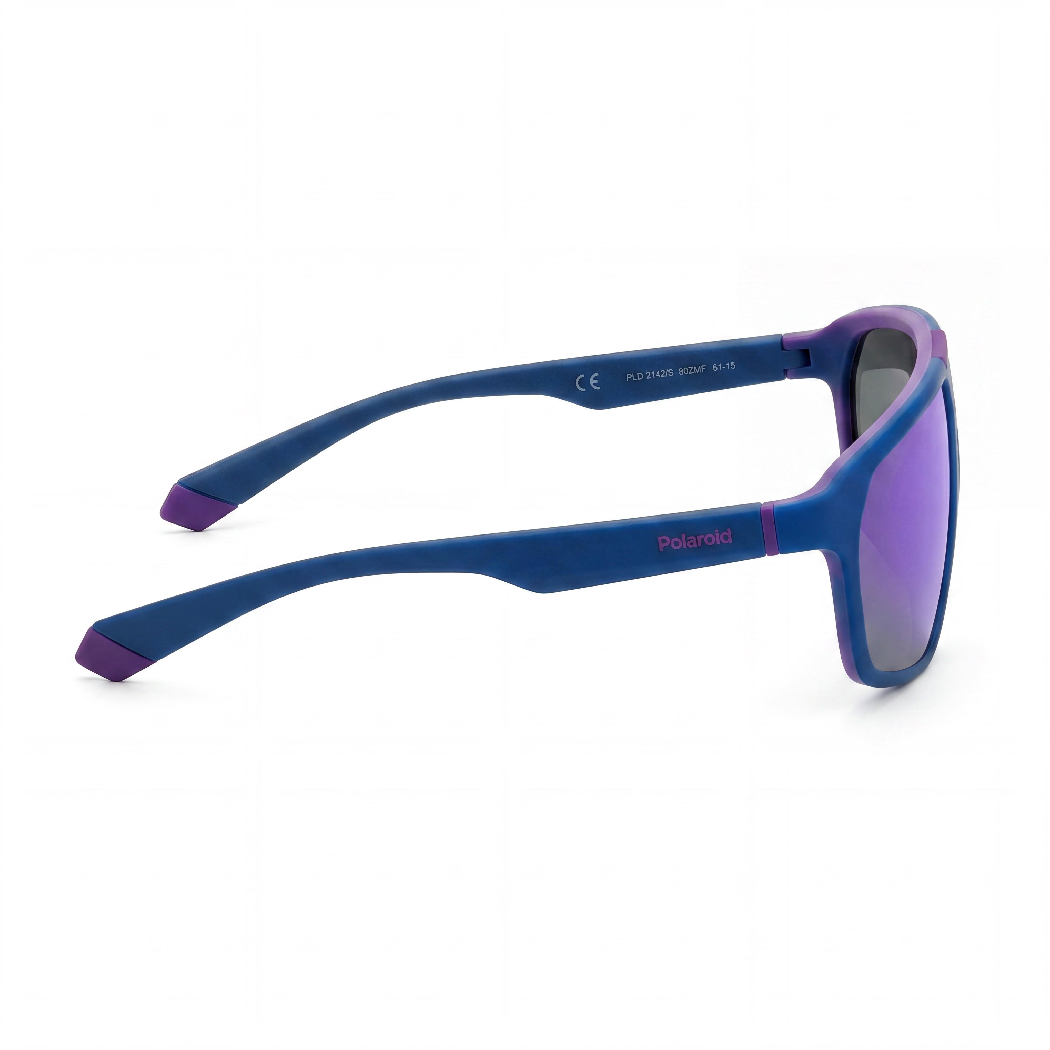 Polaroid PLD 2142/S Men's Modern Style Matte Black Violet Plastic Sunglasses, Polarized Violet Mirror Lenses 61mm, Photo 3