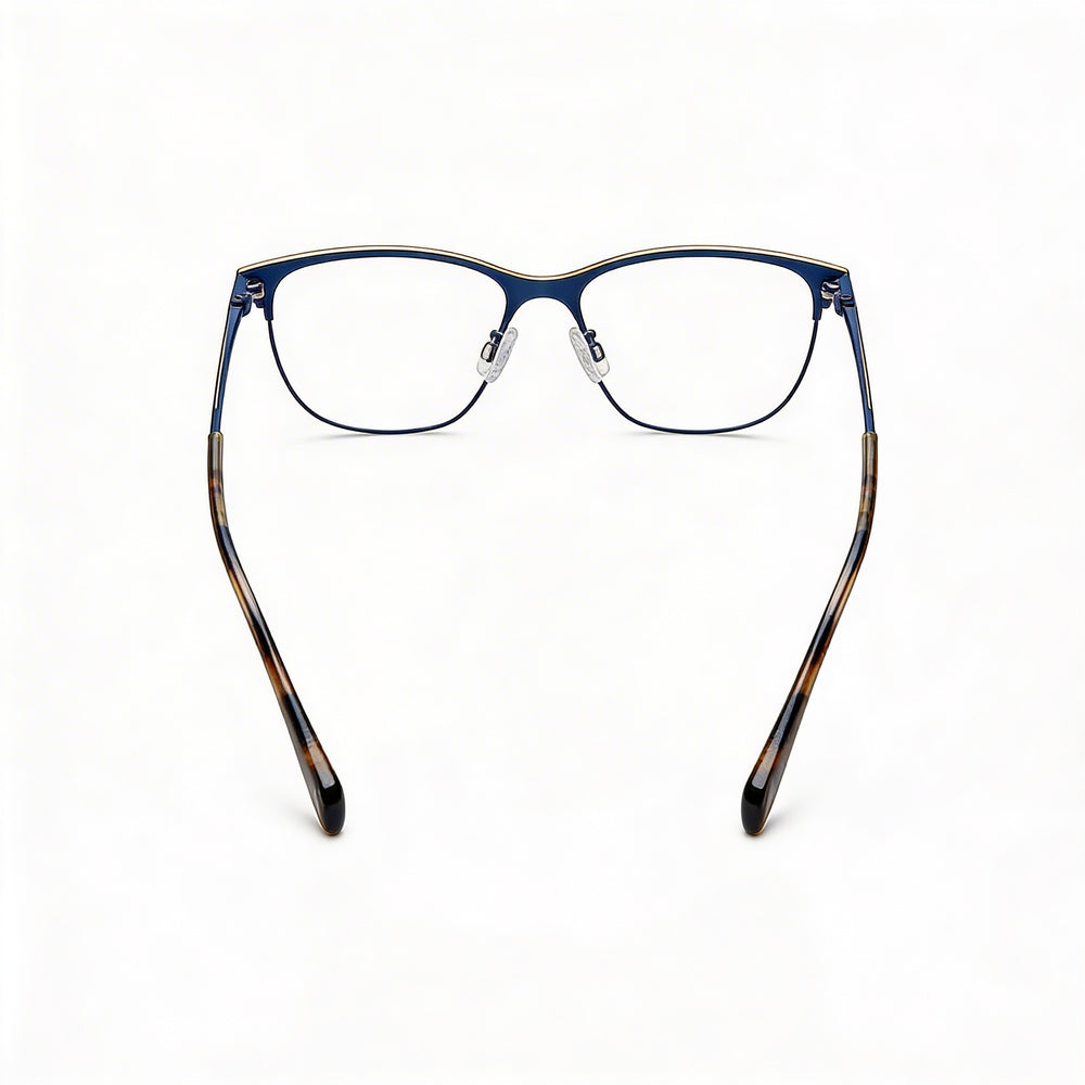 Gafas de sol rectangulares de acero inoxidable azul para mujer Rag & Bone RNB3034, con montura completa, lentes de 54 mm, puente de 15 mm y patillas de 135 mm.