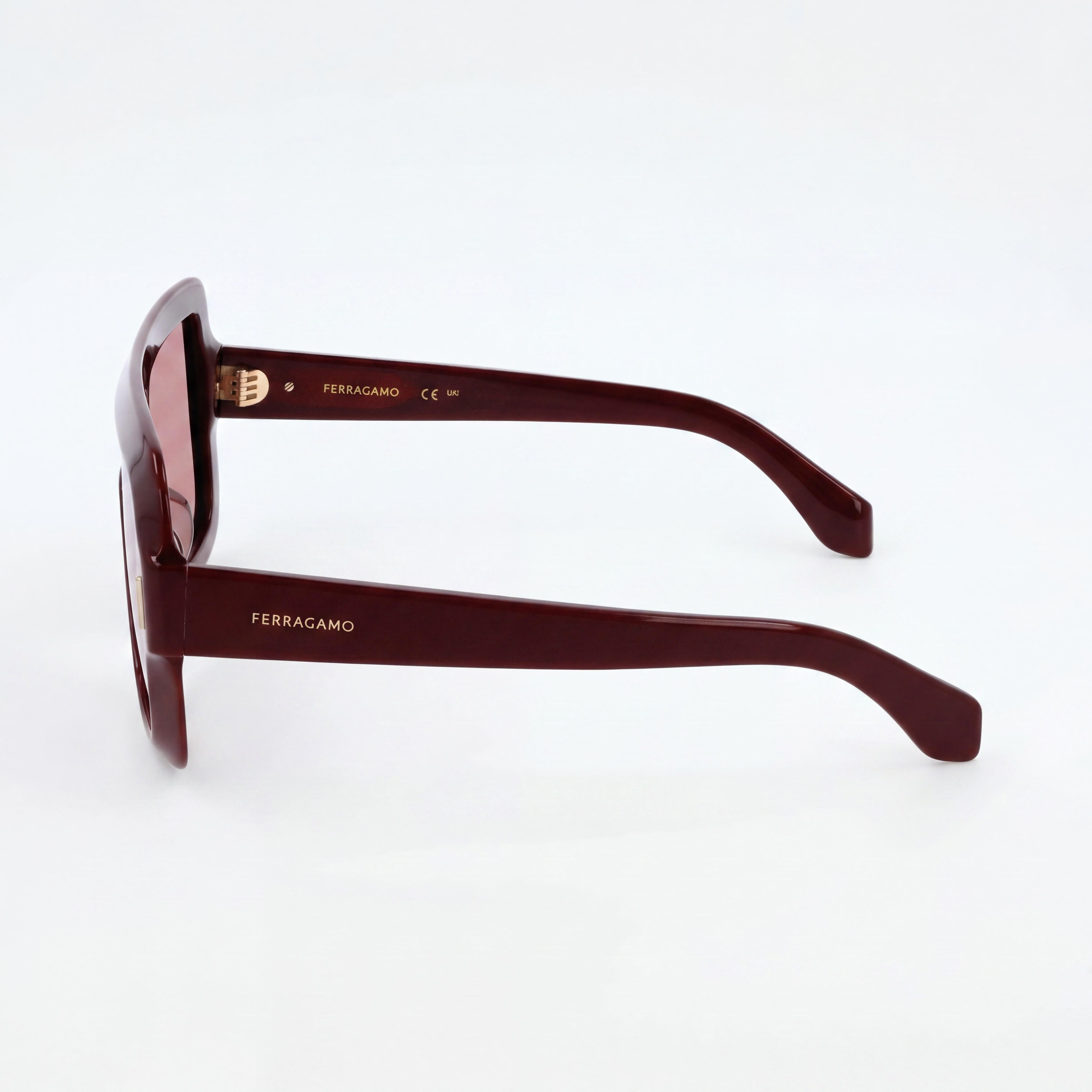 Ferragamo Sf2061se Women's Burgundy Acetate Frame Sunglasses with UV 400 Protection, 55mm Lens, Photo 3