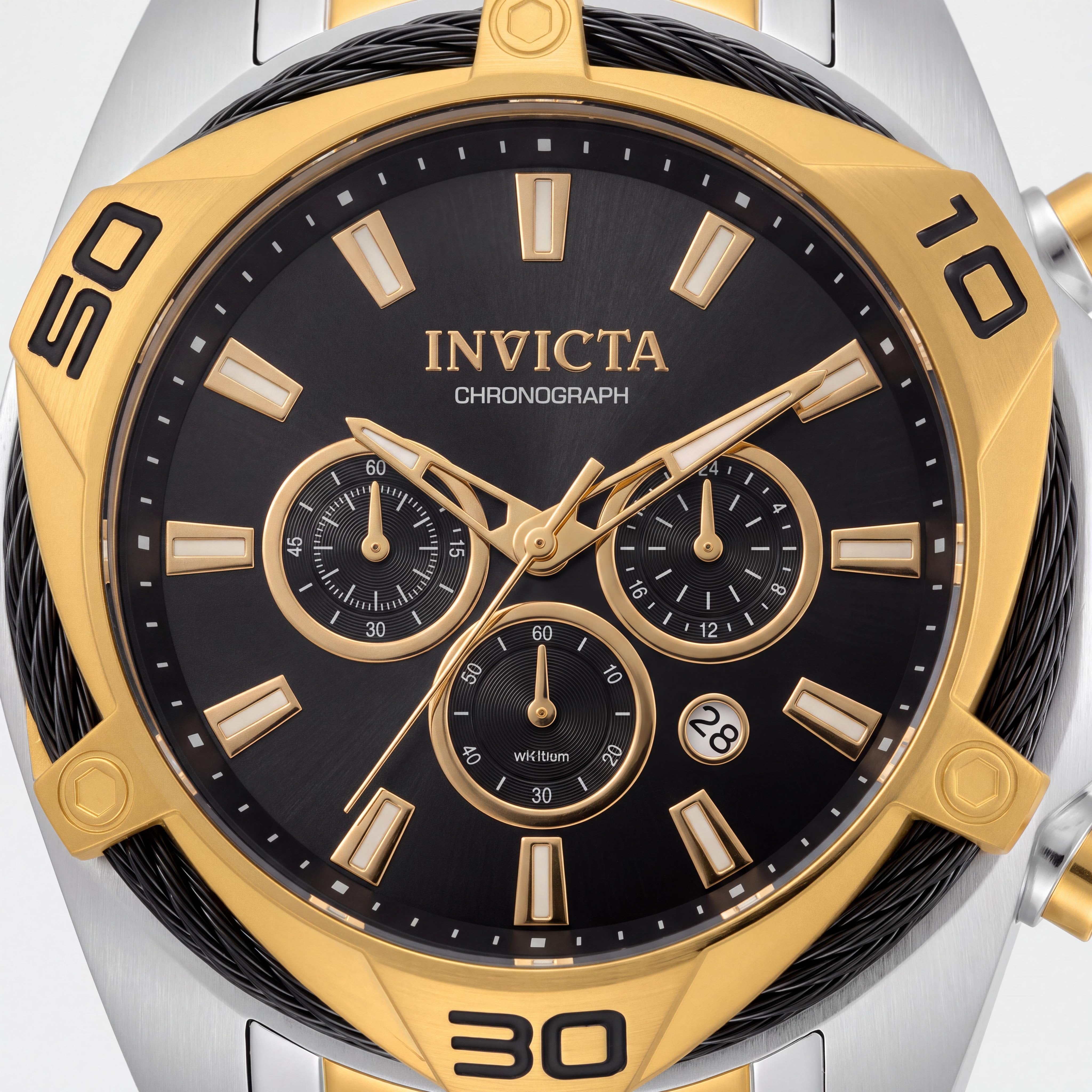 Reloj Invicta Cronógrafo de Cuarzo para Hombre, Acero Inoxidable Dorado de Dos Tonos, Resistente al Agua 100m, 50mm, Photo 2