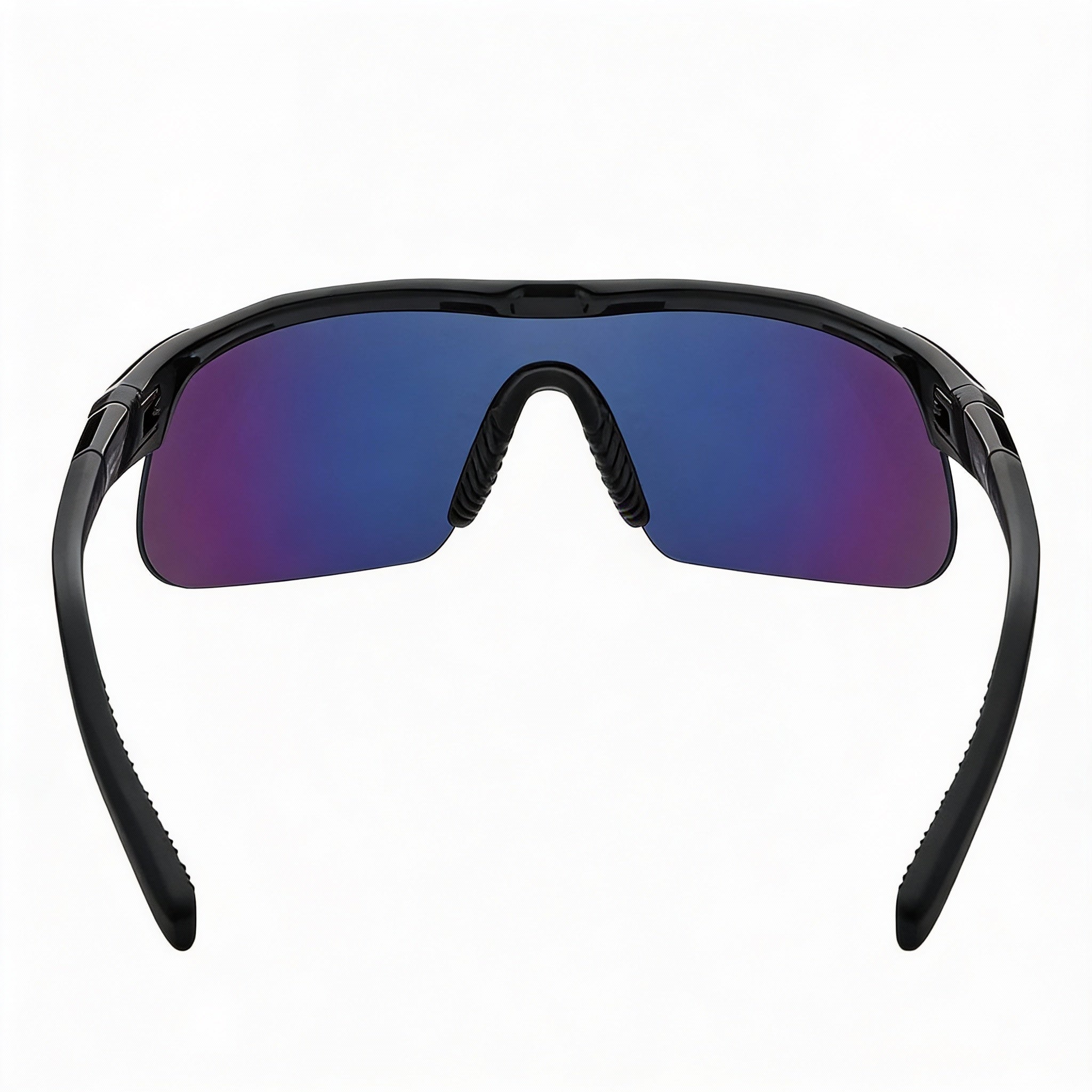 Nike Comtemporary Men's Plastic Frame Sunglasses with UV Protection, Vented Nose Bridge, Black/Blue Mirror, Photo 4