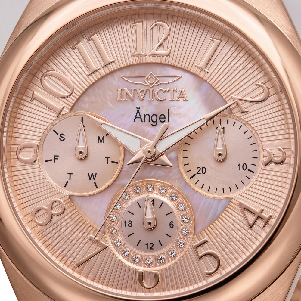 Invicta Angel Collection 27454 Reloj de cuarzo para mujer, acero inoxidable oro rosa de 35 mm, resistente al agua