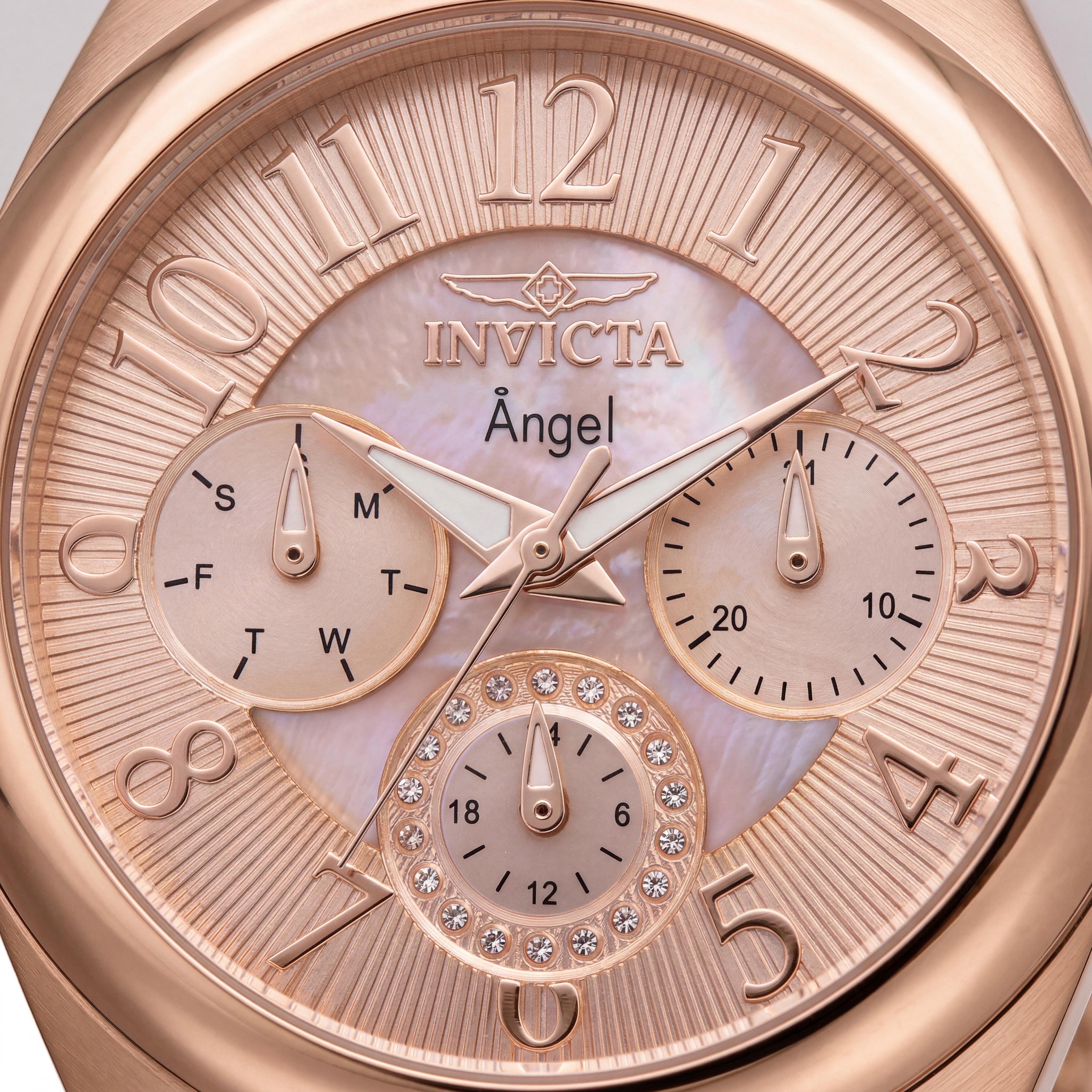 Invicta Angel Collection 27454 Reloj de cuarzo para mujer, acero inoxidable oro rosa de 35 mm, resistente al agua, Photo 2