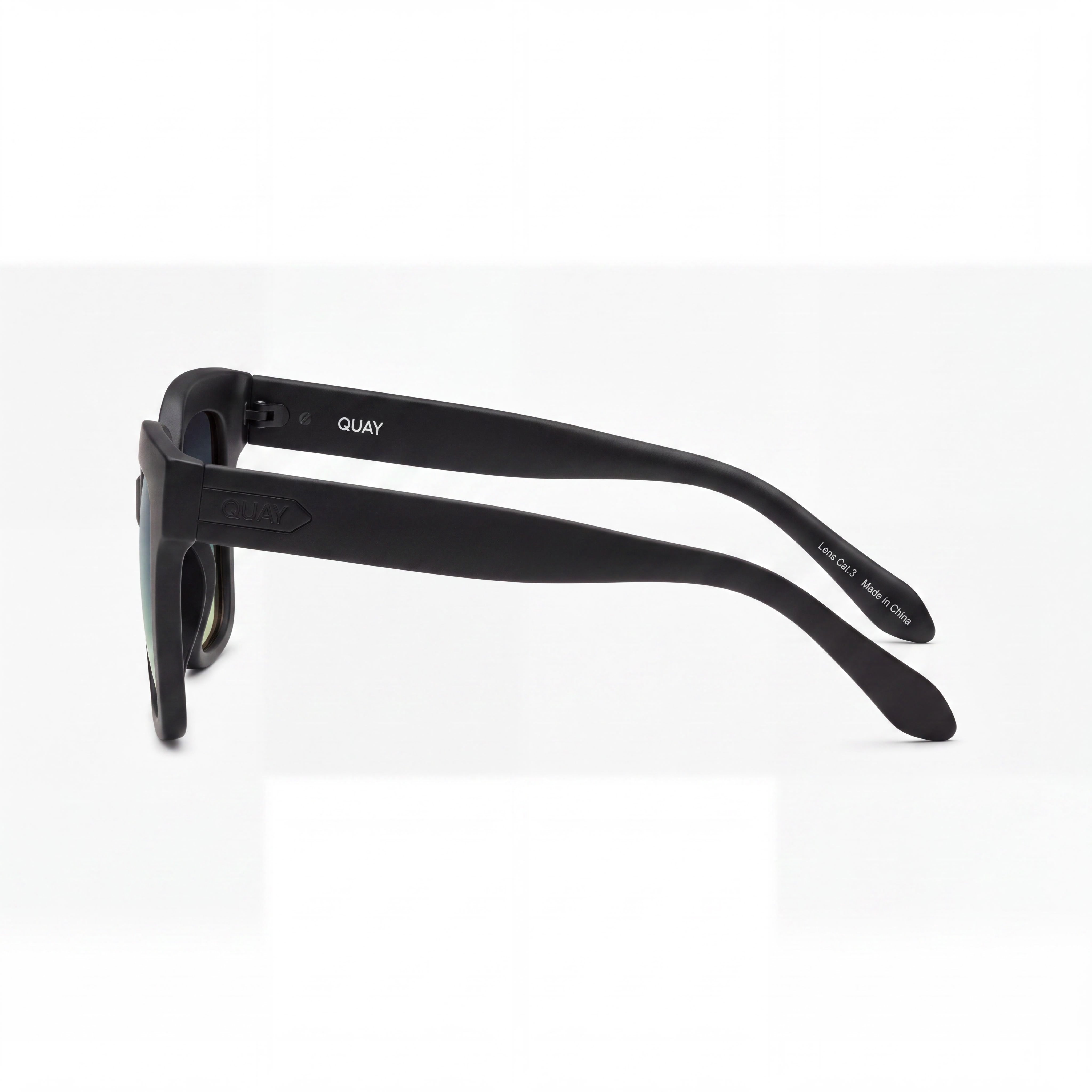 QUAY AUSTRALIA Square Women's Matte Black Plastic Frame Smoke Green Polycarbonate Lens UV Protection Sunglasses, Photo 3