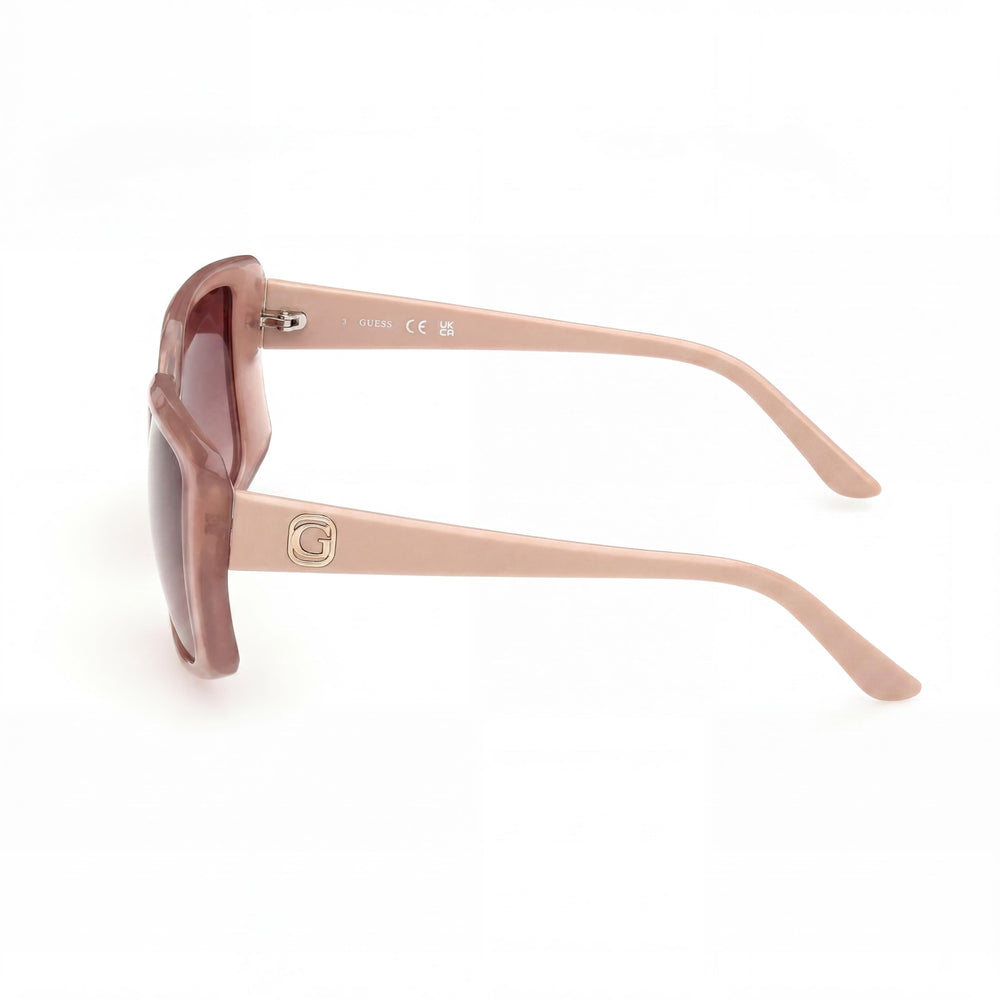 Gafas de sol GUESS Emery de plástico cuadradas extragrandes para mujer, montura beige brillante, lentes marrones degradados, protección UV