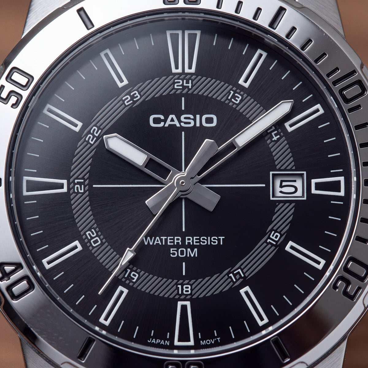 Casio MTP-VD01D-1CVUDF Men's Silver Stainless Steel Bracelet Watch, 43mm, Water Resistant, Chronograph, Luminous, Photo 2