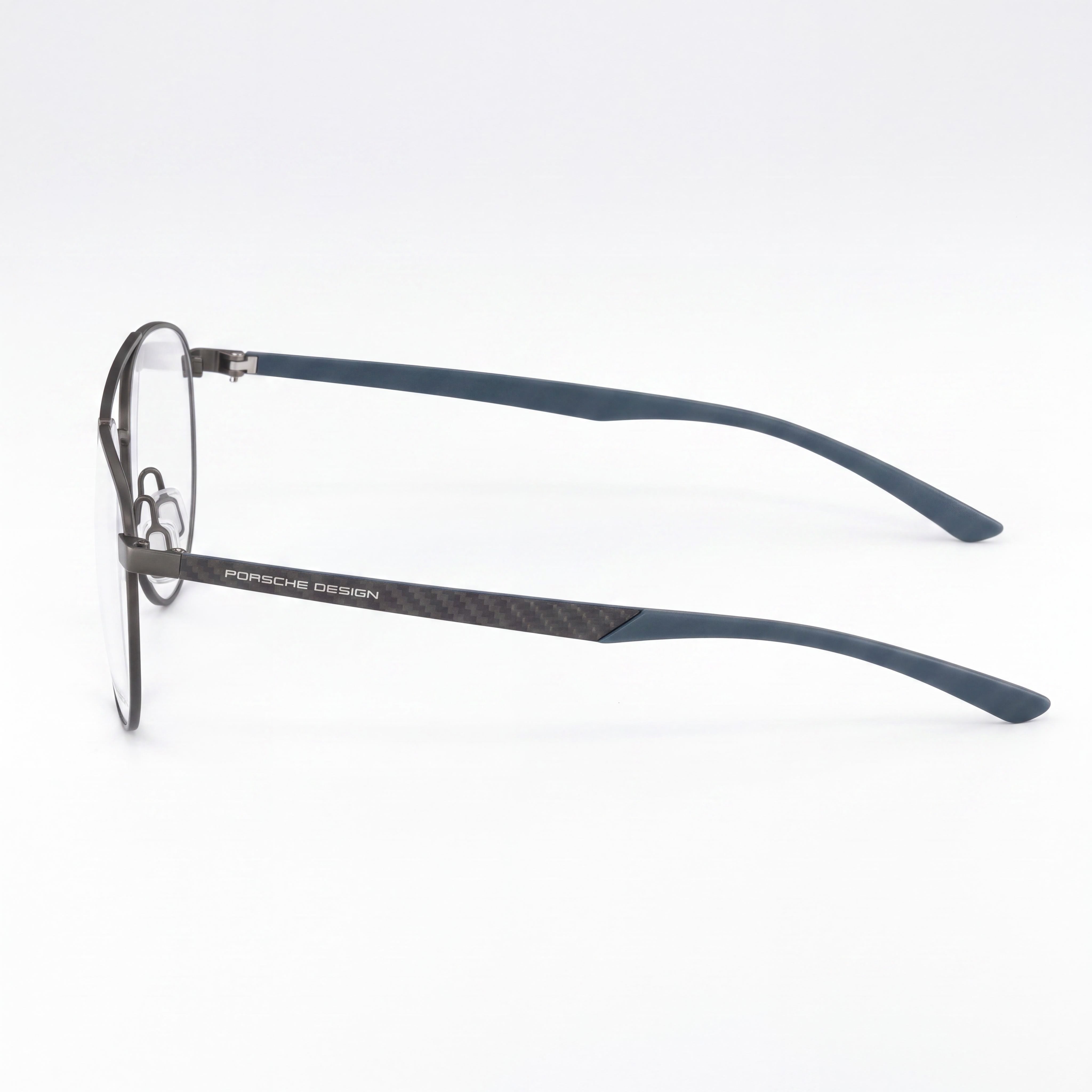Porsche Design Casual Model Unisex Eyewear featuring Dark Grey Blue Frame, Composite Clear Lenses, Size 52-17-140, Photo 2
