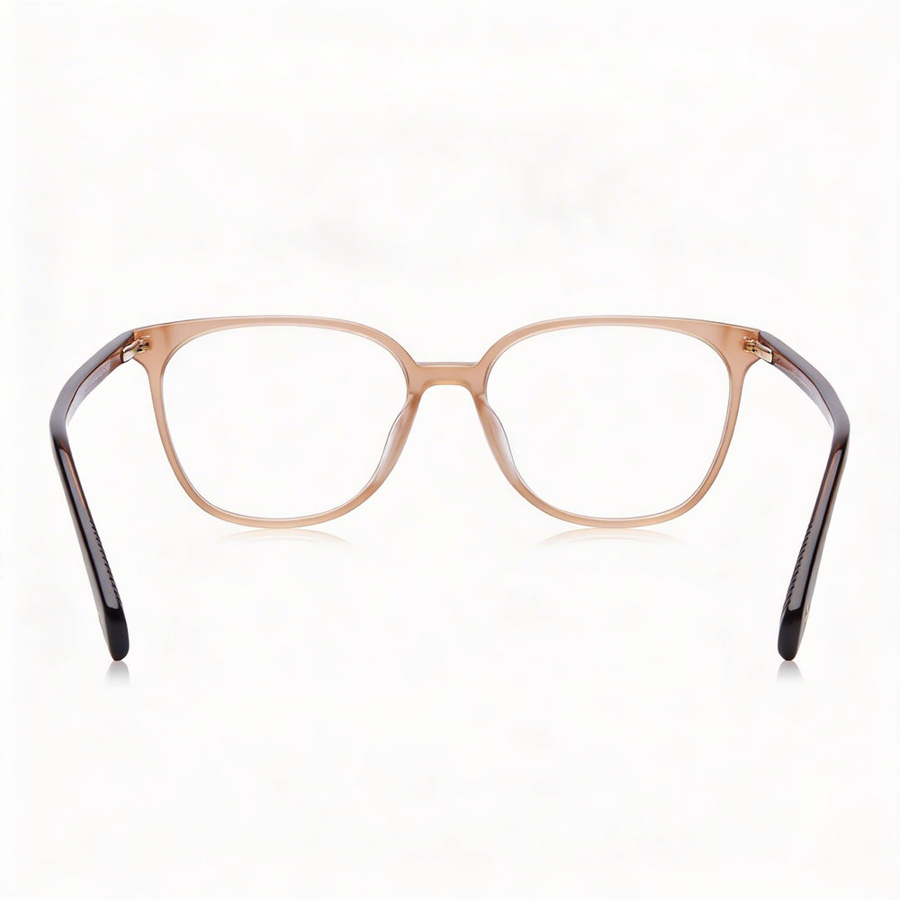 Gafas modernas para mujer Rag & Bone con montura de acetato marrón y lentes de policarbonato de 52 mm de ancho.