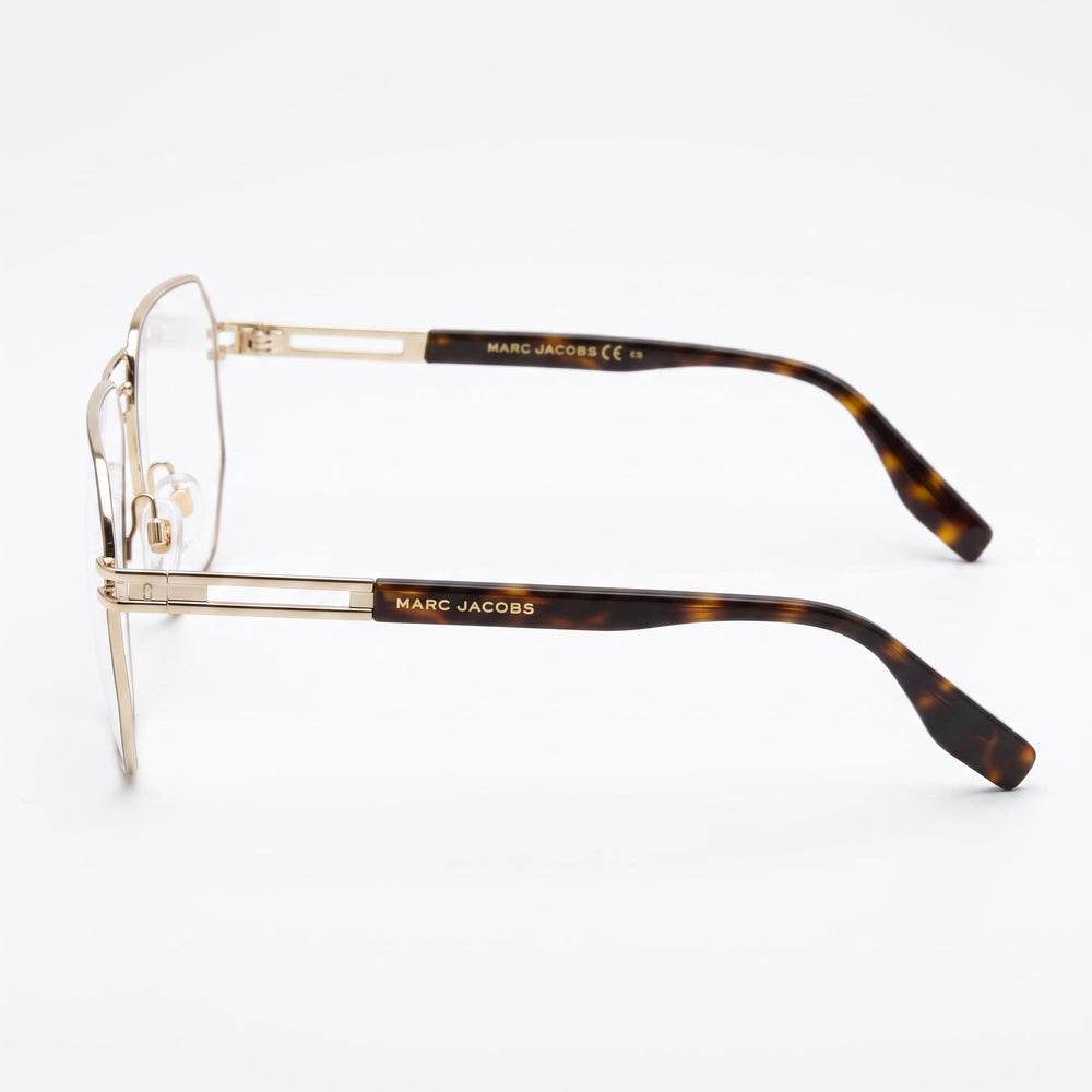 Marc Jacobs Comtemporary Women's Gold Brown Metal Durable Lightweight Eyeglass Frames with Integrated Nose-Pads and Non-Slip Temples