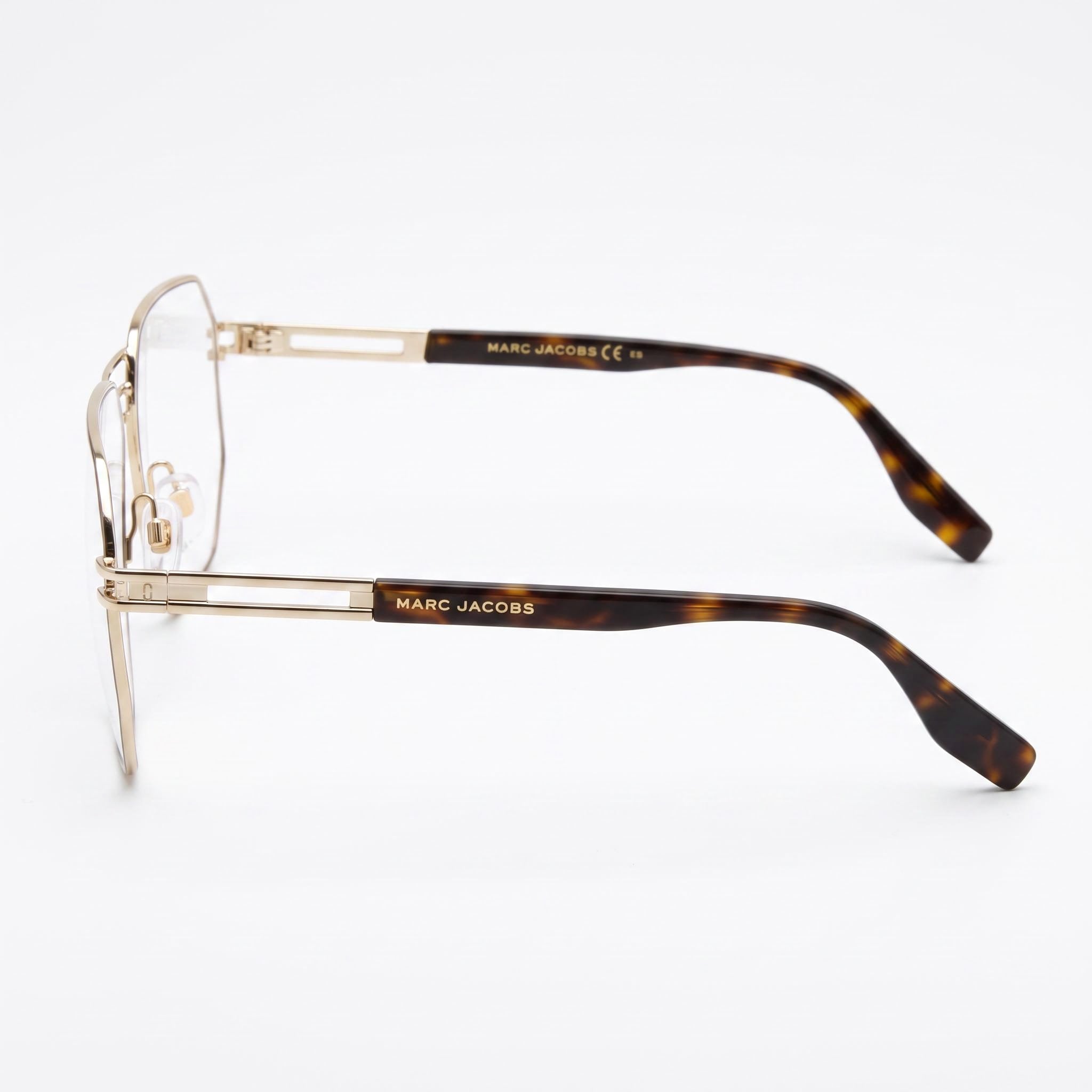 Marc Jacobs Comtemporary Women's Gold Brown Metal Durable Lightweight Eyeglass Frames with Integrated Nose-Pads and Non-Slip Temples, Photo 2