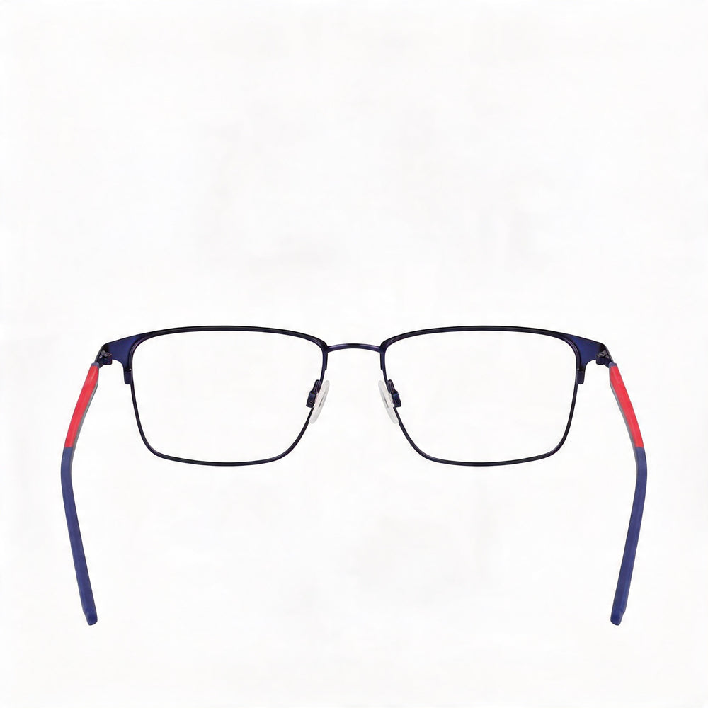 Flexon Casual Men's Metal Ophthalmic Eyeglasses with Satin Navy Red Finish - Frame Size 54-17-145