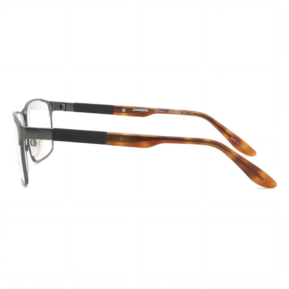 Carrera Modern Unisex Full Rim Rectangle Metal Frame Eyeglasses with Clear Lenses in Matte Ruthenium - 56mm Lens Width