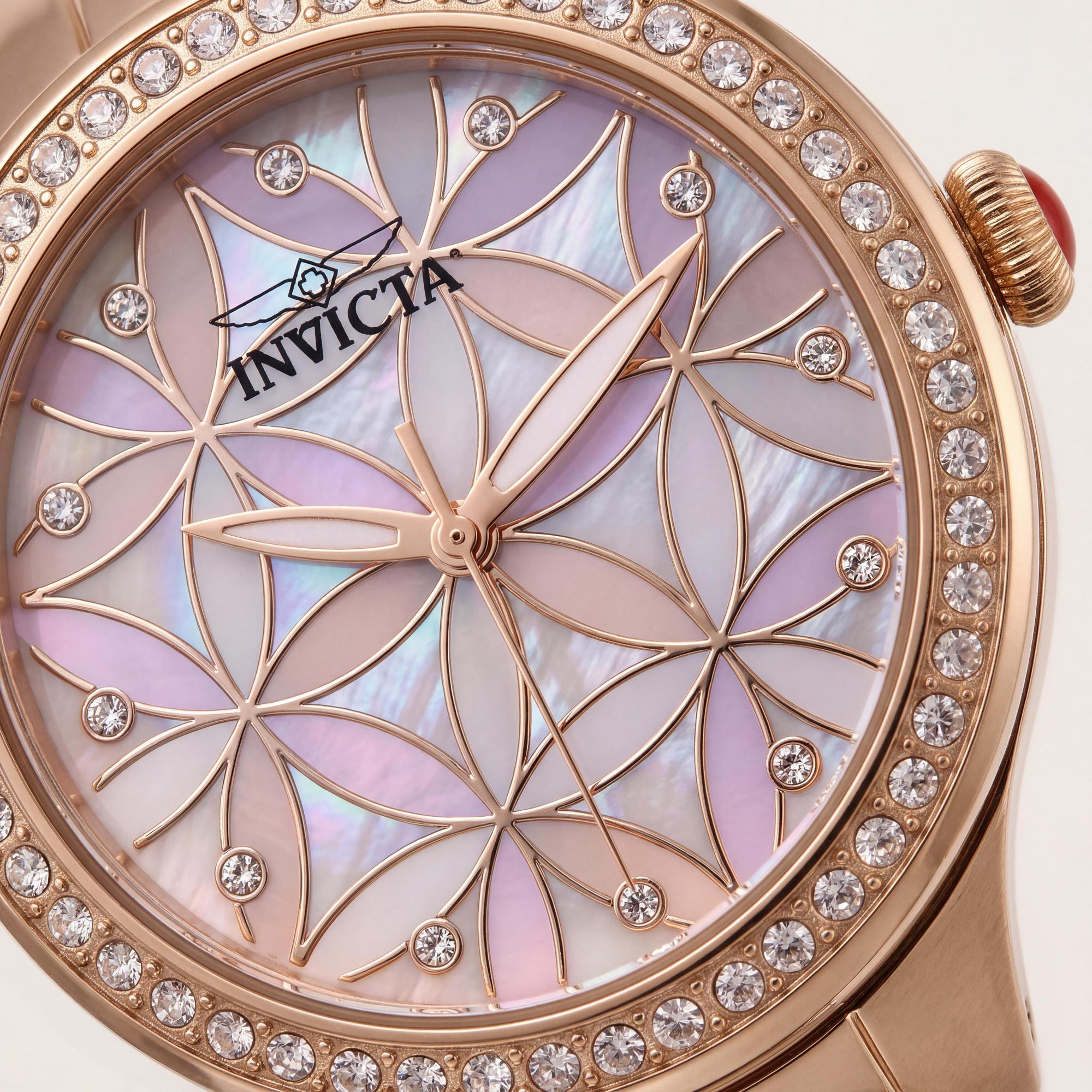 Invicta Wildflower 28824 Women's Rose Gold Stainless Steel Pink Dial Diamond Accents Quartz 100M Watch 34mm, Photo 2