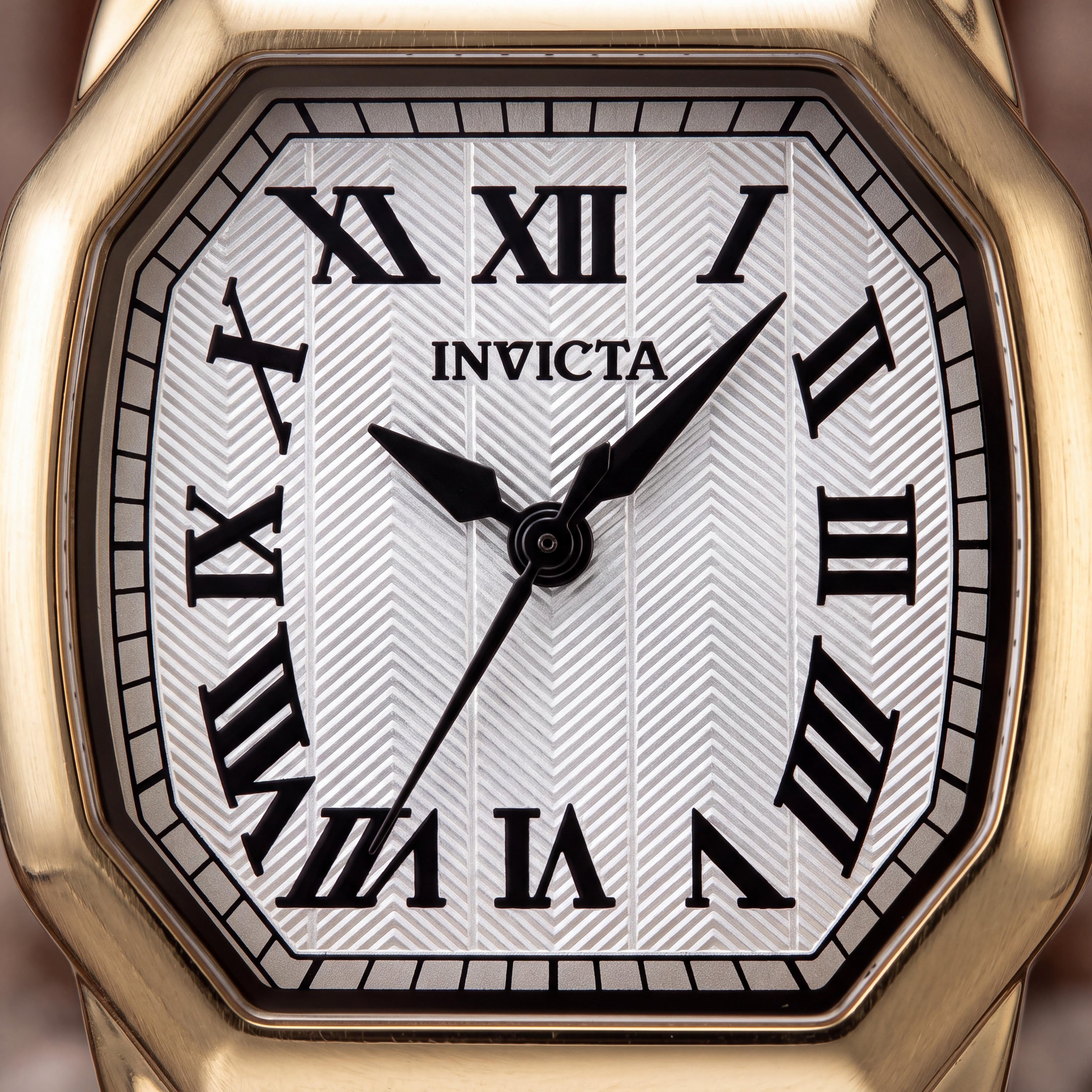 Invicta Wildflower 48962 Unisex Gold-Tone Stainless Steel Quartz Watch with Silver Dial, Leather Strap, 27mm, Photo 2