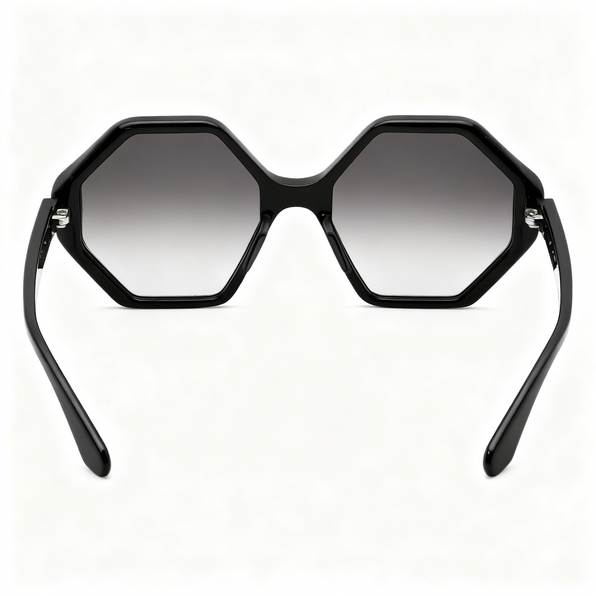 Salvatore Ferragamo Classic Women's Black Acetate Hexagonal Grey Gradient Non-Polarized Sunglasses 55-20-140mm