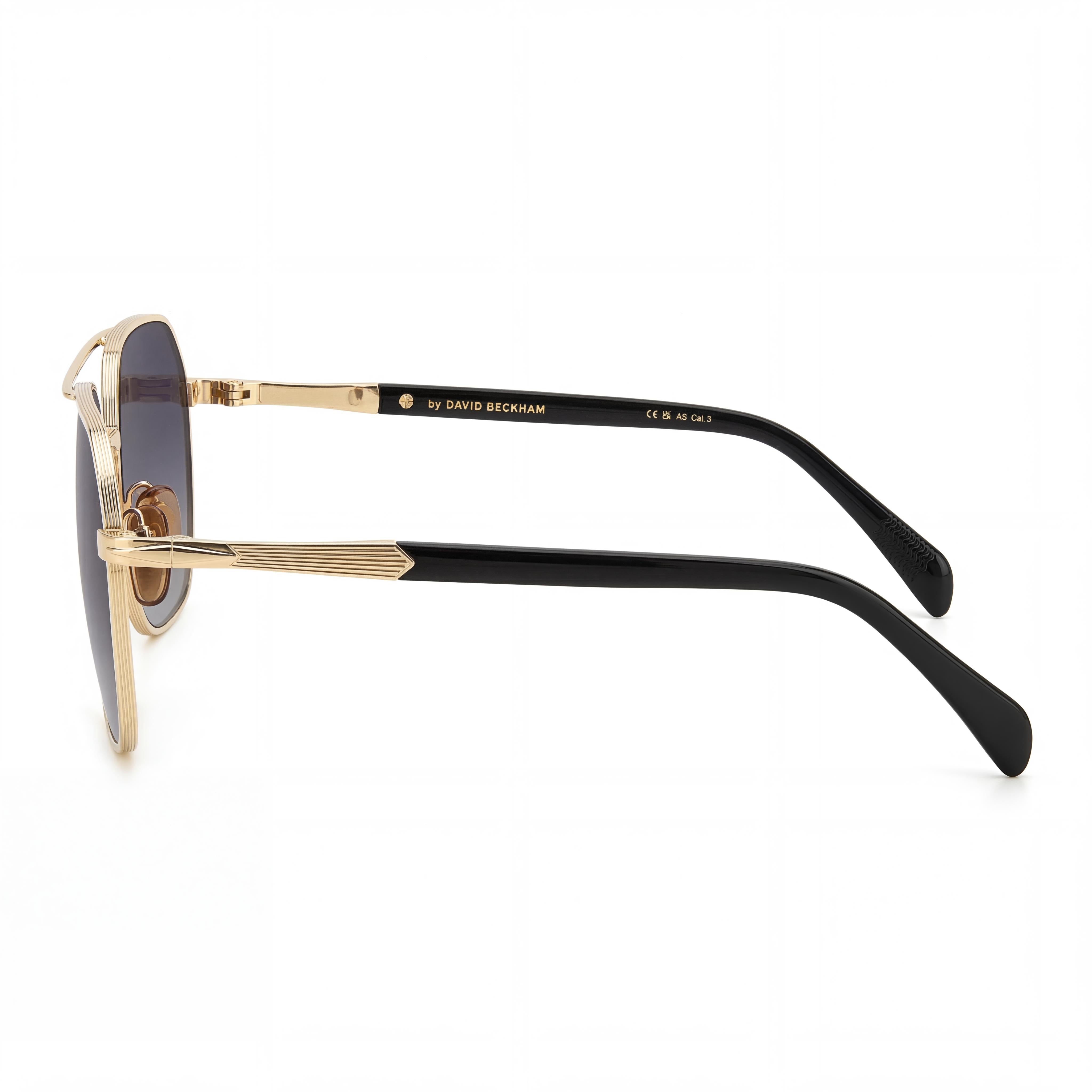David Beckham Contemporary Unisex Gold Black Metal Frame Dark Grey Shaded Non-Polarized UV Protection Sunglasses 59mm, Photo 3