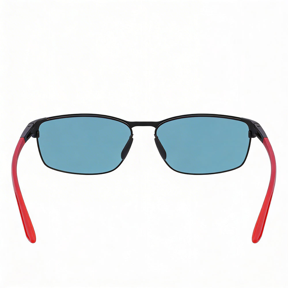 Gafas de sol unisex Nike Modern Metal de metal de aleación con protección UV, negras satinadas con espejo rojo, 58 mm
