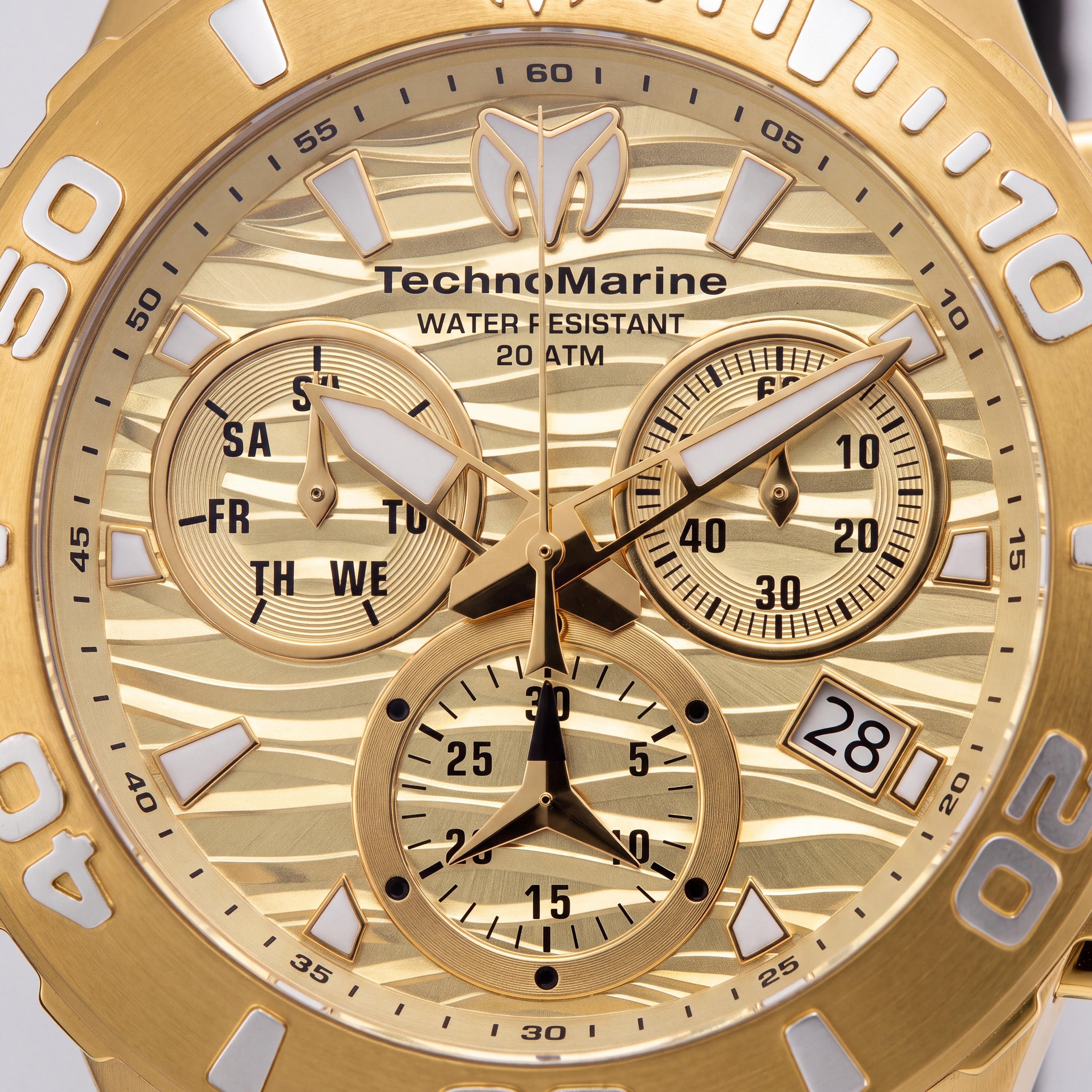 Technomarine Cruise TM-115079 Reloj cronógrafo de cuarzo para hombre de acero inoxidable dorado de 44 mm, resistente al agua 200 m, Photo 2