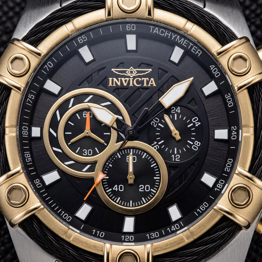 Invicta Bolt 48868 Reloj cronógrafo para hombre de acero inoxidable con esfera negra resistente al agua, 52 mm