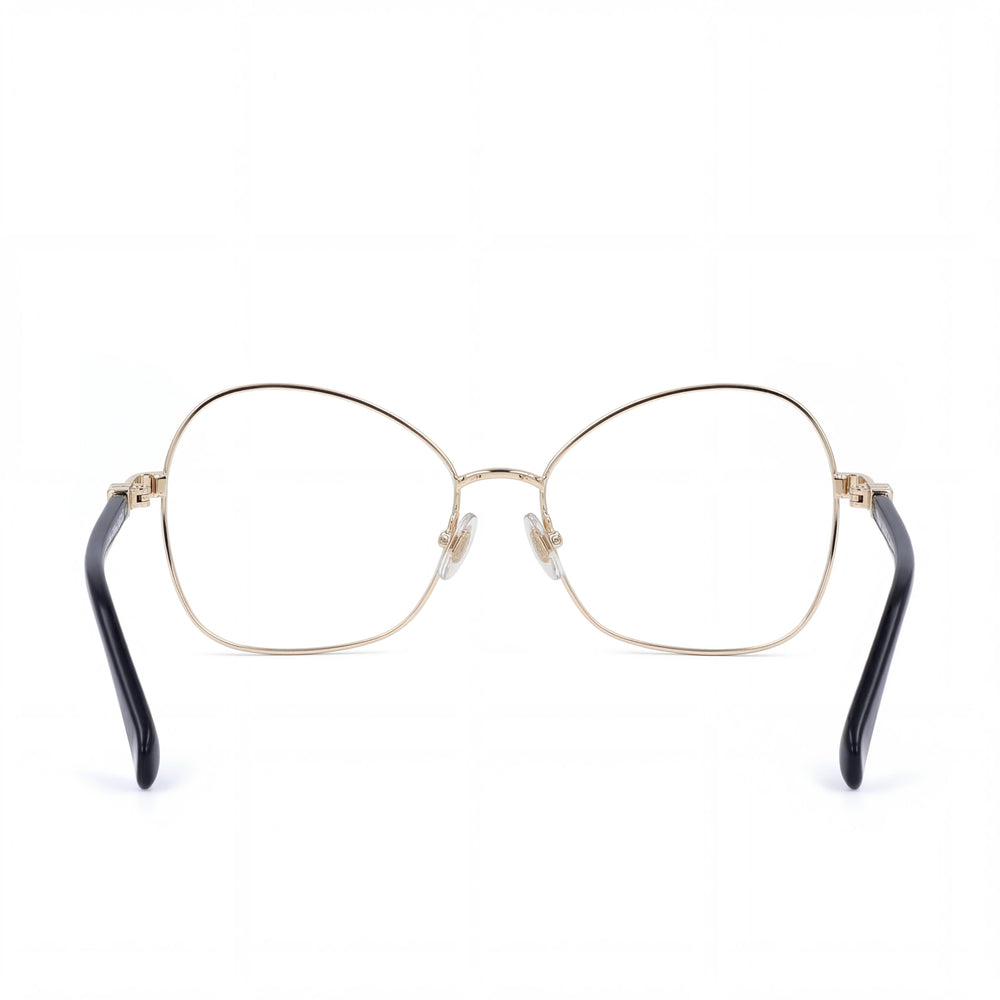 MaxMara Modern Women's Metal Frame Eyeglasses, Pale Gold with Clear Lenses, Size 55-16-140