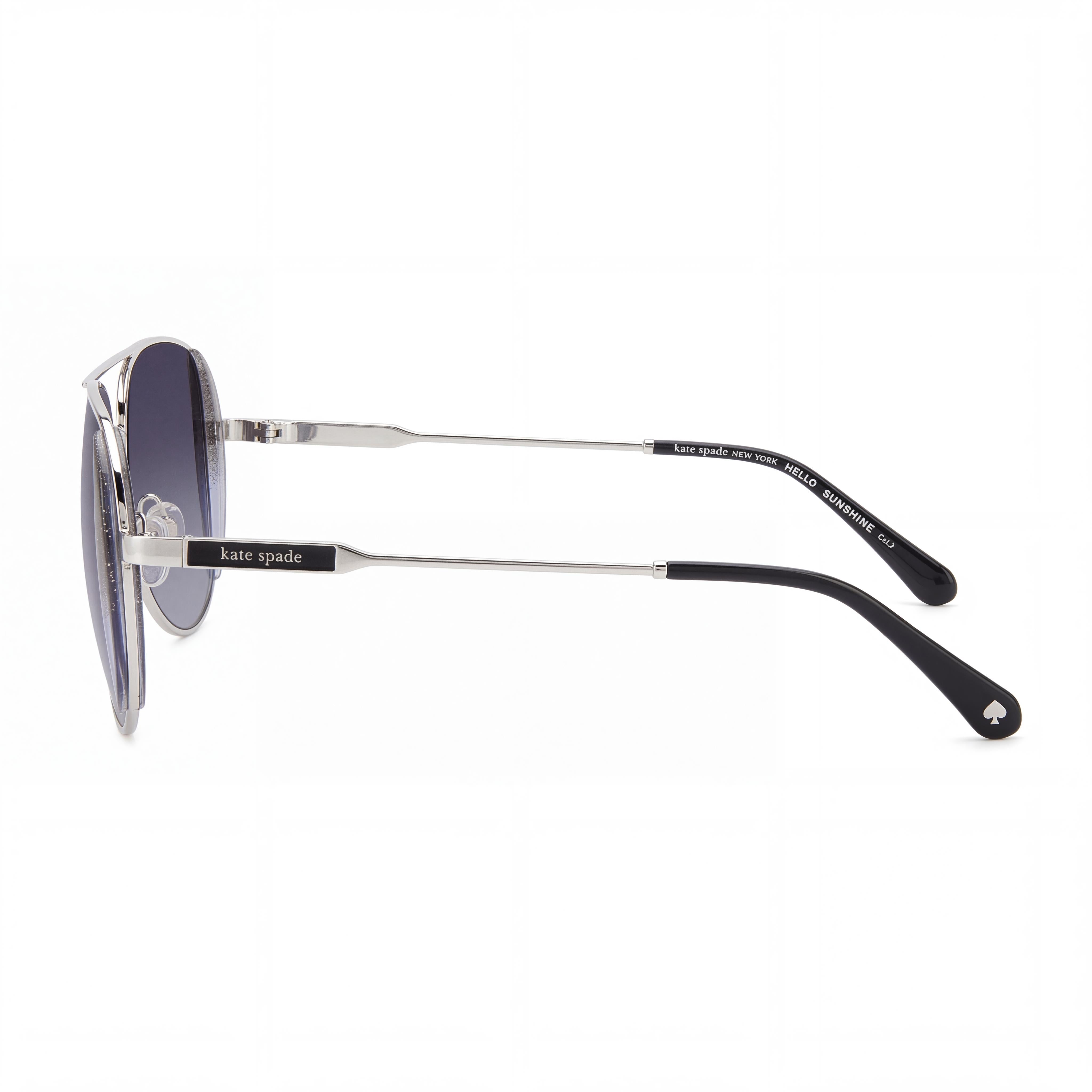 Gafas de sol para mujer Kate Spade New York Ks Navy/G/S de acero inoxidable con purpurina negra, paladio gris oscuro sombreado y protección UV 53-14-140, Photo 3